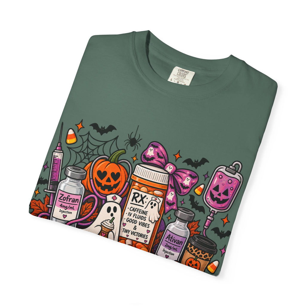 Halloween Pill Bottle T-Shirt — Candy, Pumpkins & Spooky Medicine Design