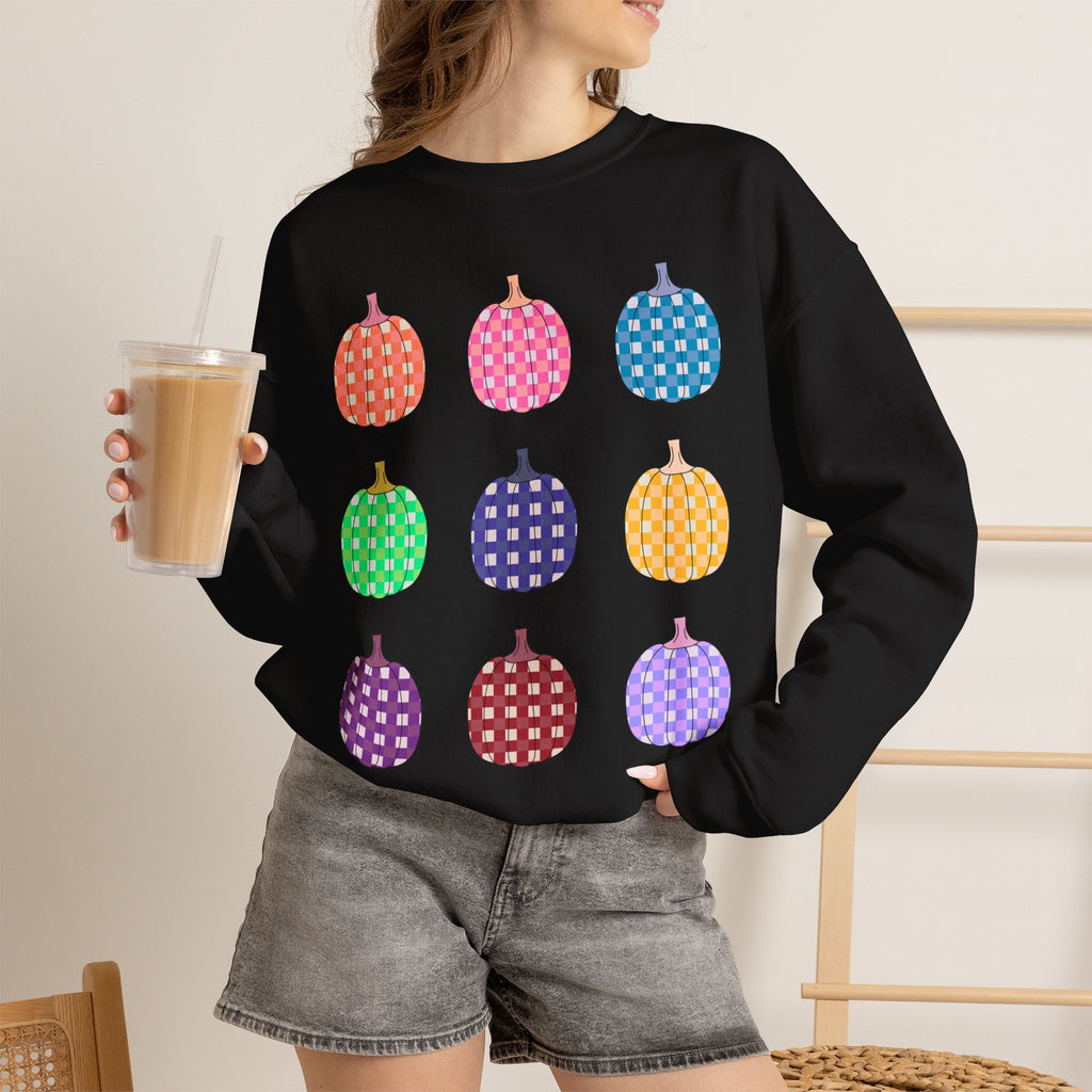 Pumpkin grid autumn Crewneck Sweatshirt