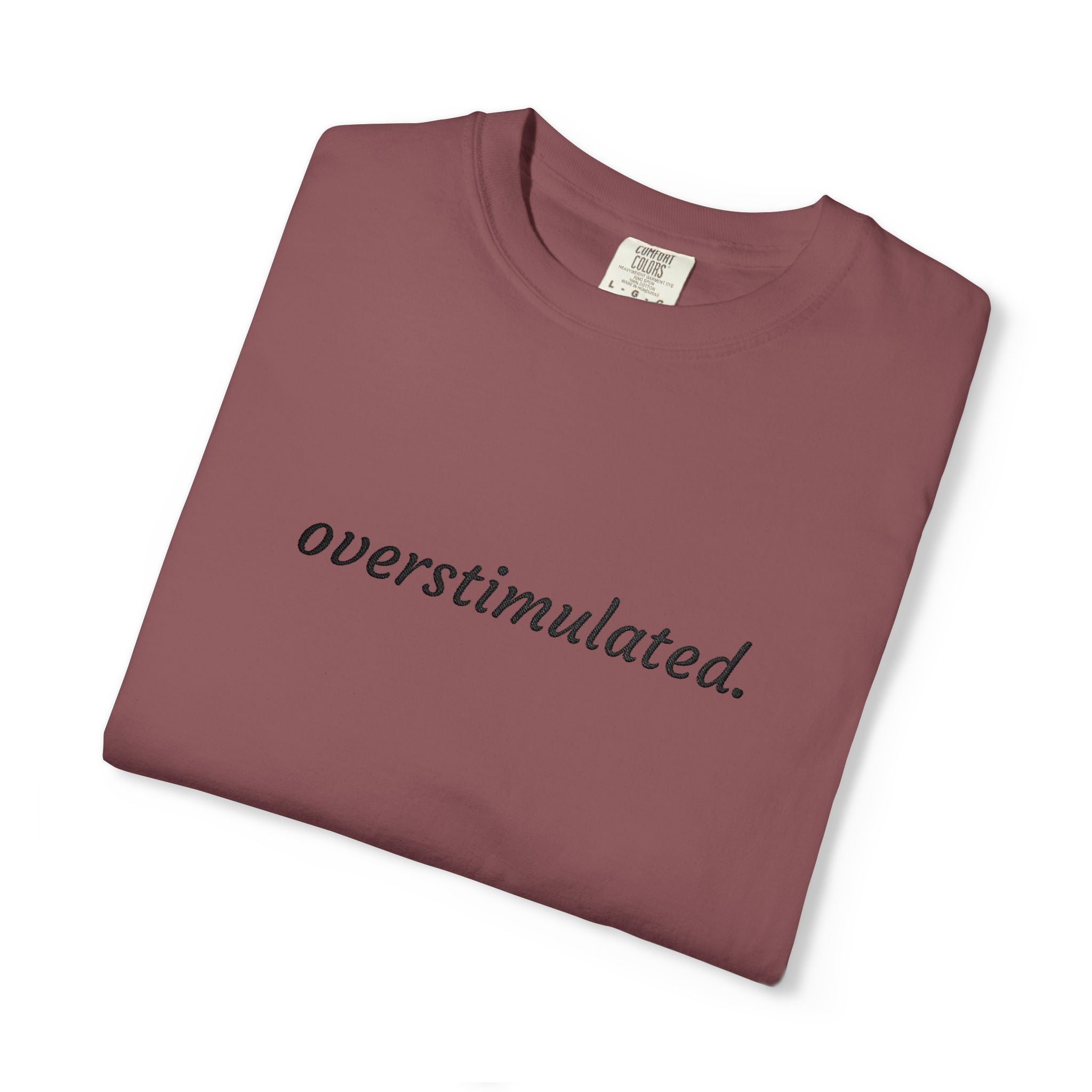 Overstimulated Tee — Minimalist White Graphic T‑Shirt