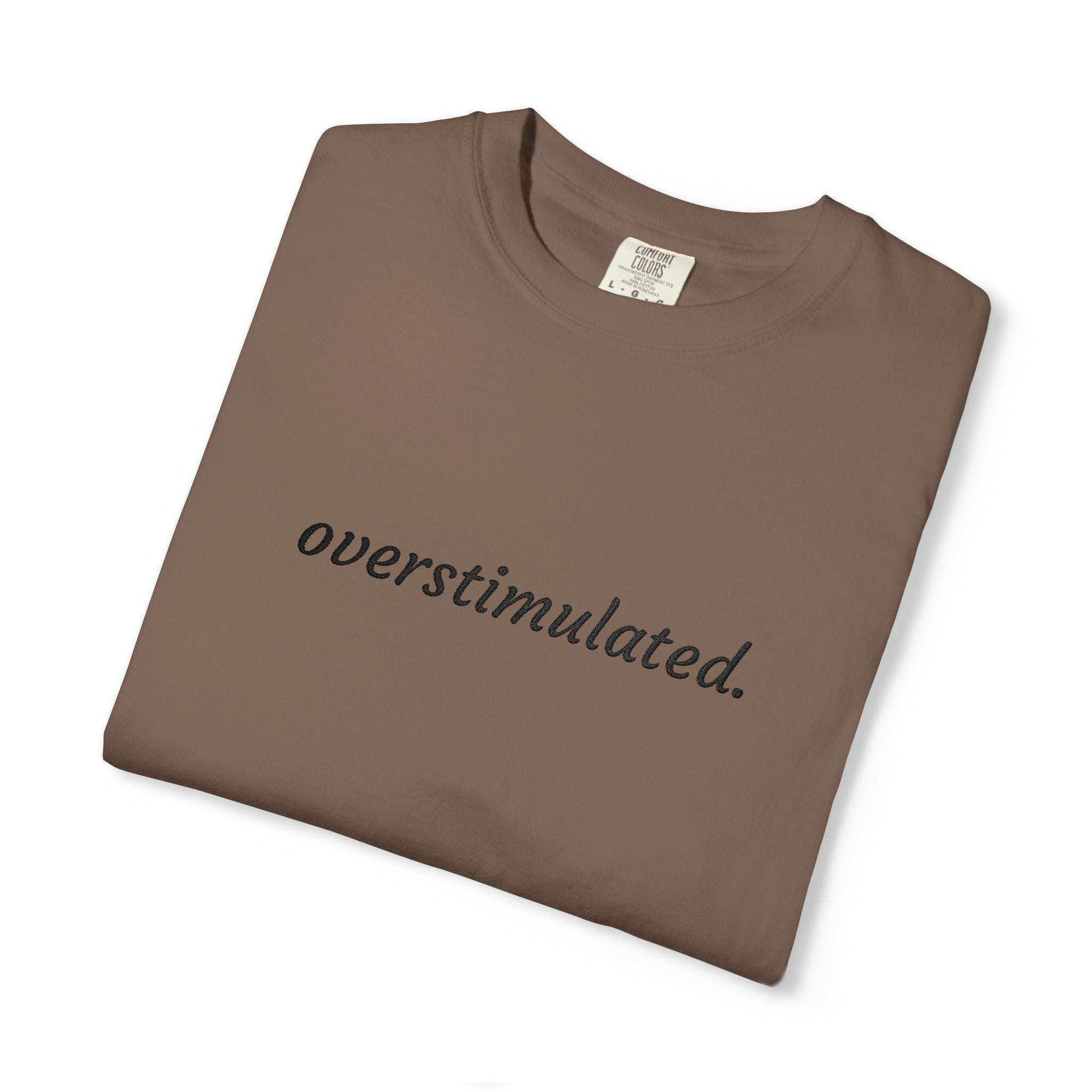 Overstimulated Tee — Minimalist White Graphic T‑Shirt
