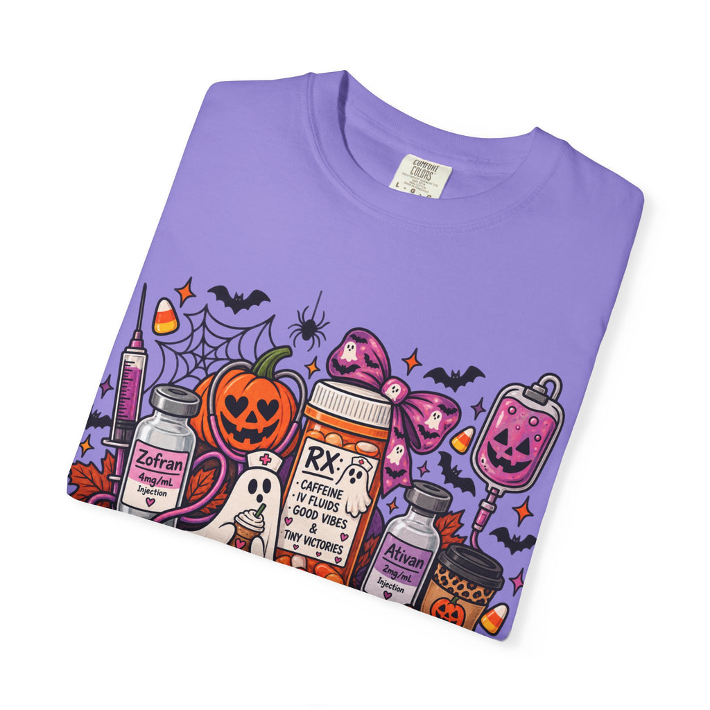 Halloween Pill Bottle T-Shirt — Candy, Pumpkins & Spooky Medicine Design