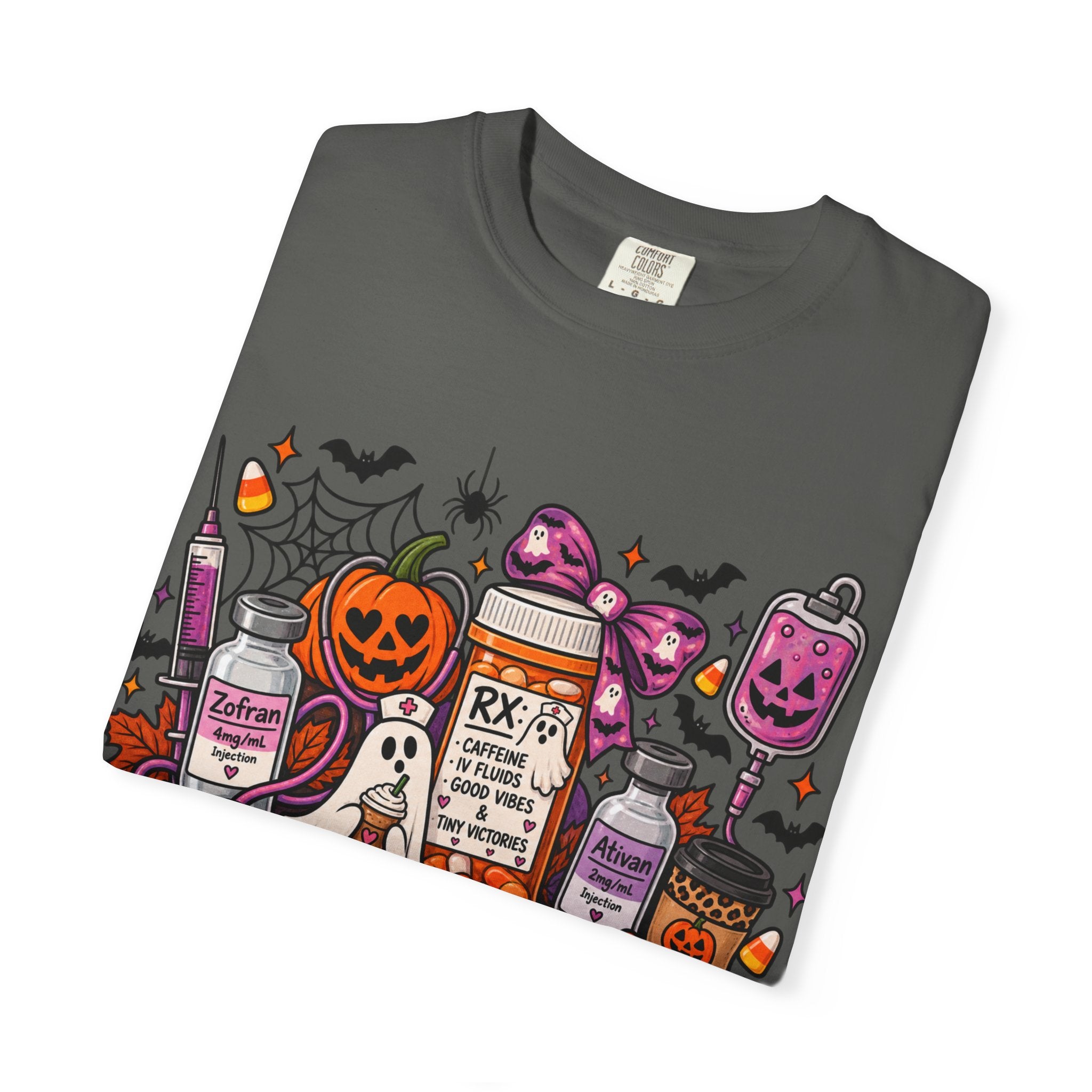 Halloween Pill Bottle T-Shirt — Candy, Pumpkins & Spooky Medicine Design