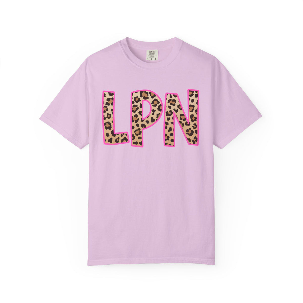 LPN Leopard Print Tee — Pink-Outlined Licensed Practical Nurse T-Shirt