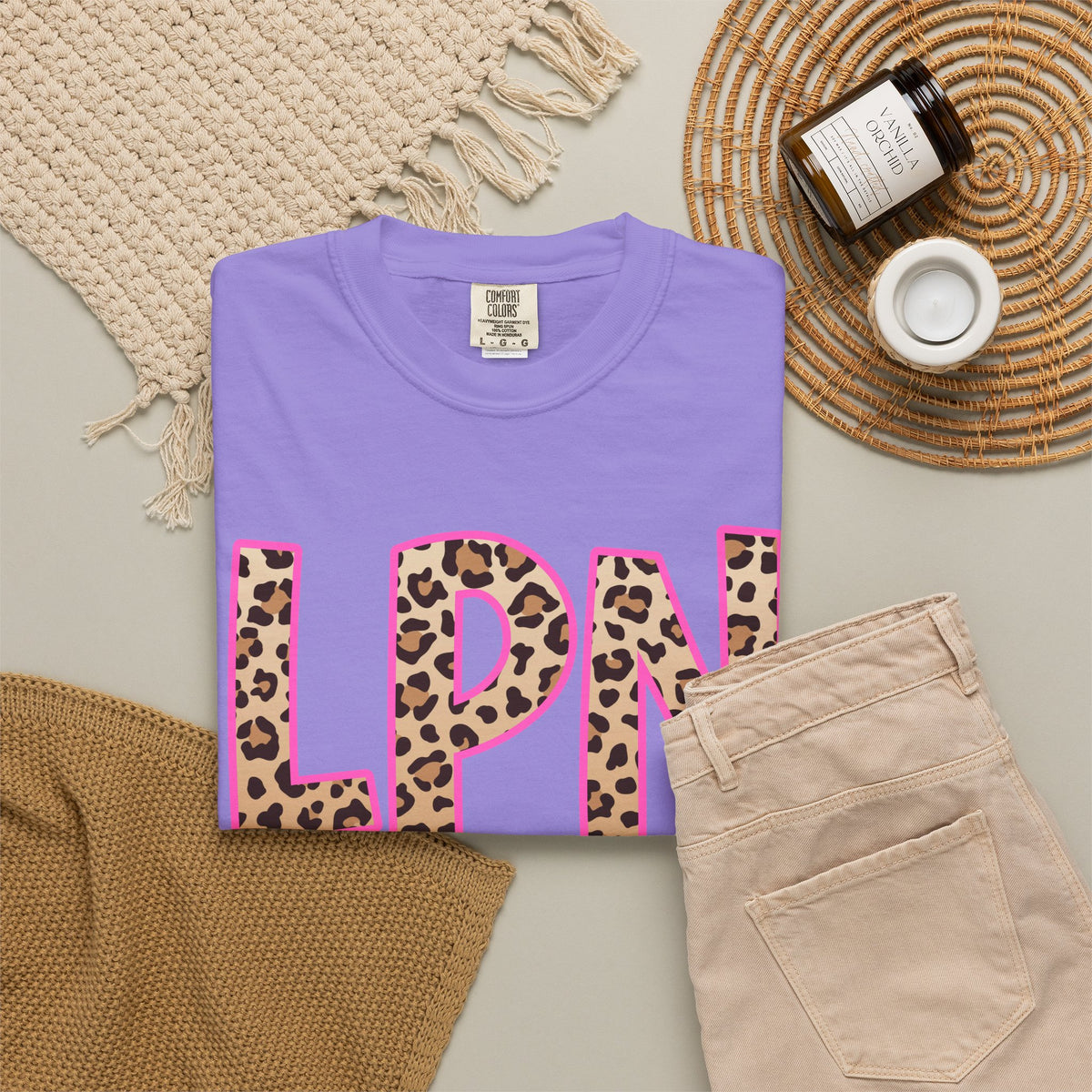 LPN Leopard Print Tee — Pink-Outlined Licensed Practical Nurse T-Shirt