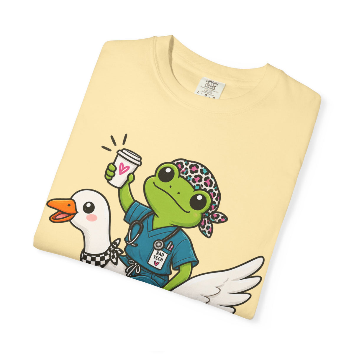 Just Winging It Nurse T-Shirt — Frog Scrub Nurse Riding Goose Graphic Tee