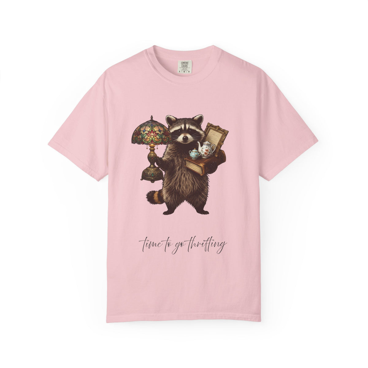 Raccoon Thrifting Graphic T-Shirt — 'Time to Go Thrifting' Vintage Style