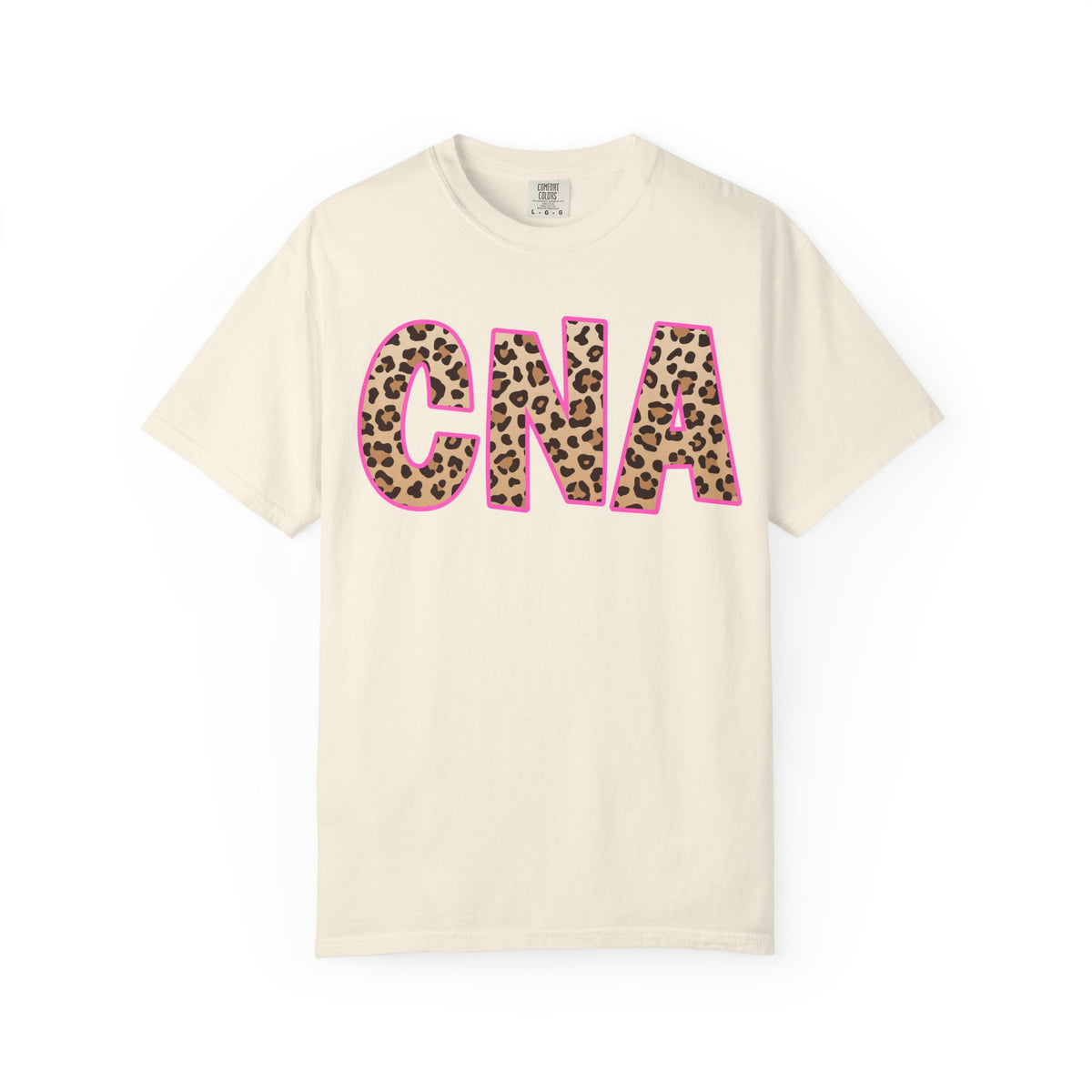 CNA Leopard Print Tee — Pink Outline Certified Nursing Assistant Shirt
