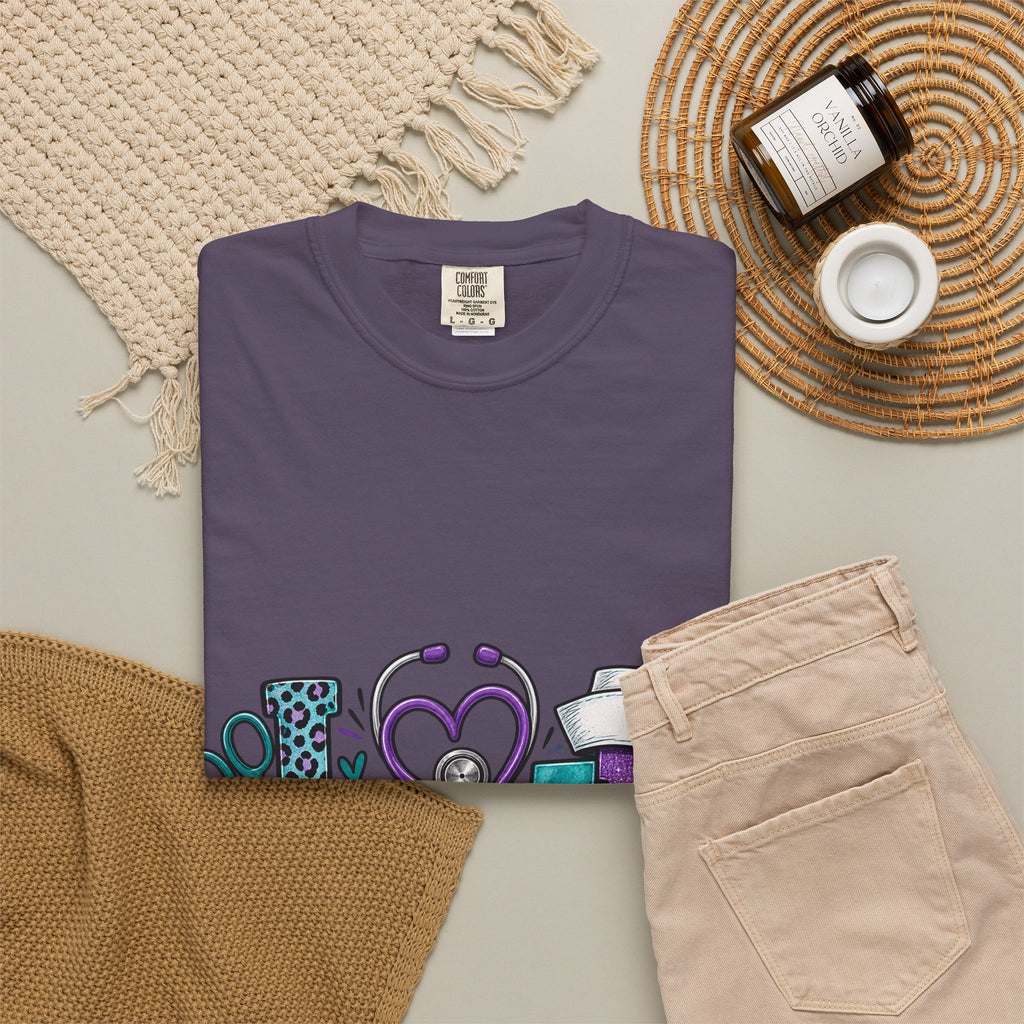Nurse Love T-Shirt — Medical Hearts, Stethoscope & Scrubs Graphic