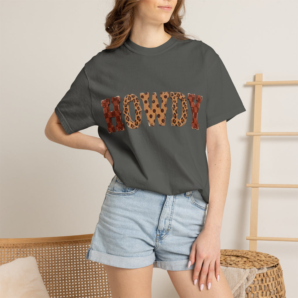 Howdy Leopard Print Tee — Western Graphic Cotton T‑Shirt