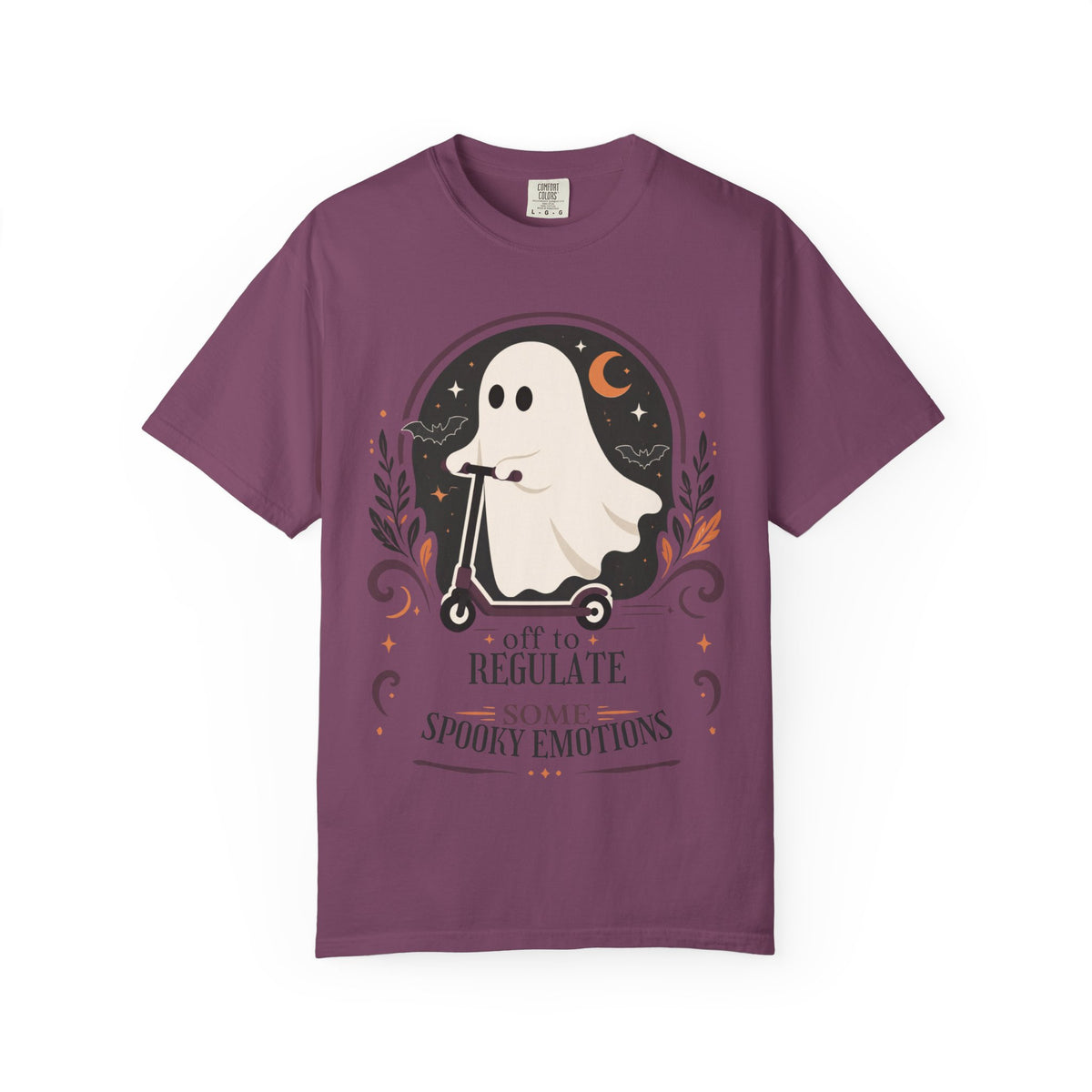 Ghost Scooter T‑Shirt — "Off to Regulate Some Spooky Emotions" Halloween Tee