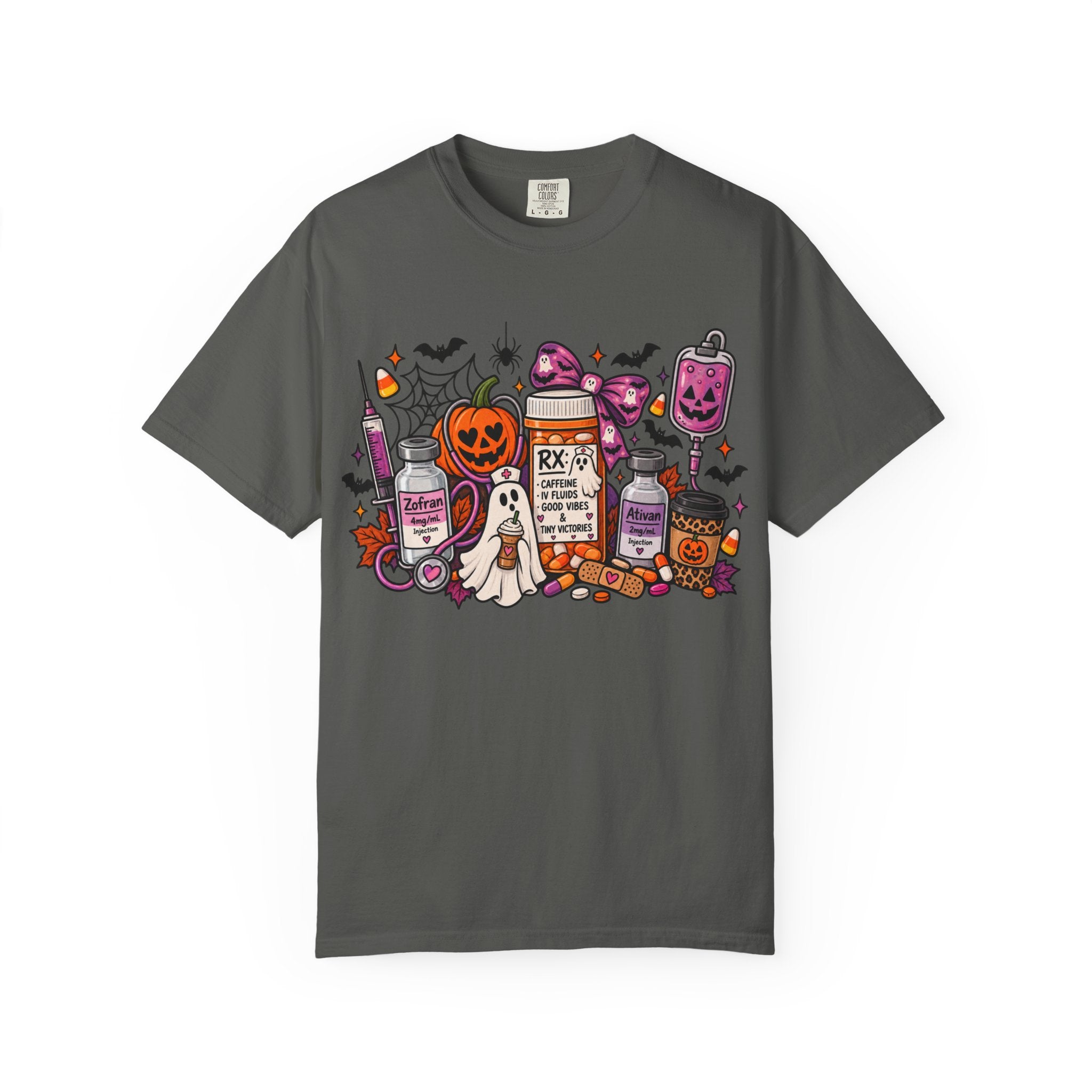 Halloween Pill Bottle T-Shirt — Candy, Pumpkins & Spooky Medicine Design
