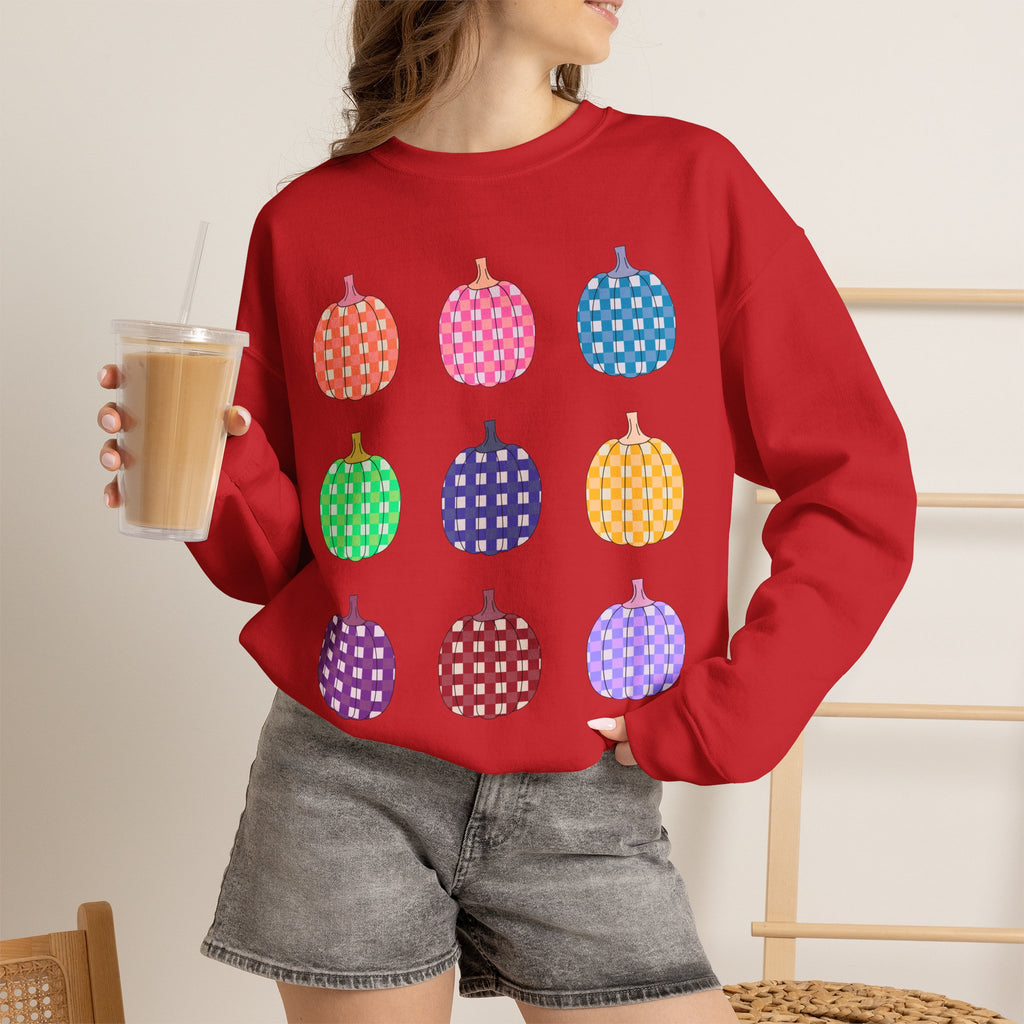 Pumpkin grid autumn Crewneck Sweatshirt