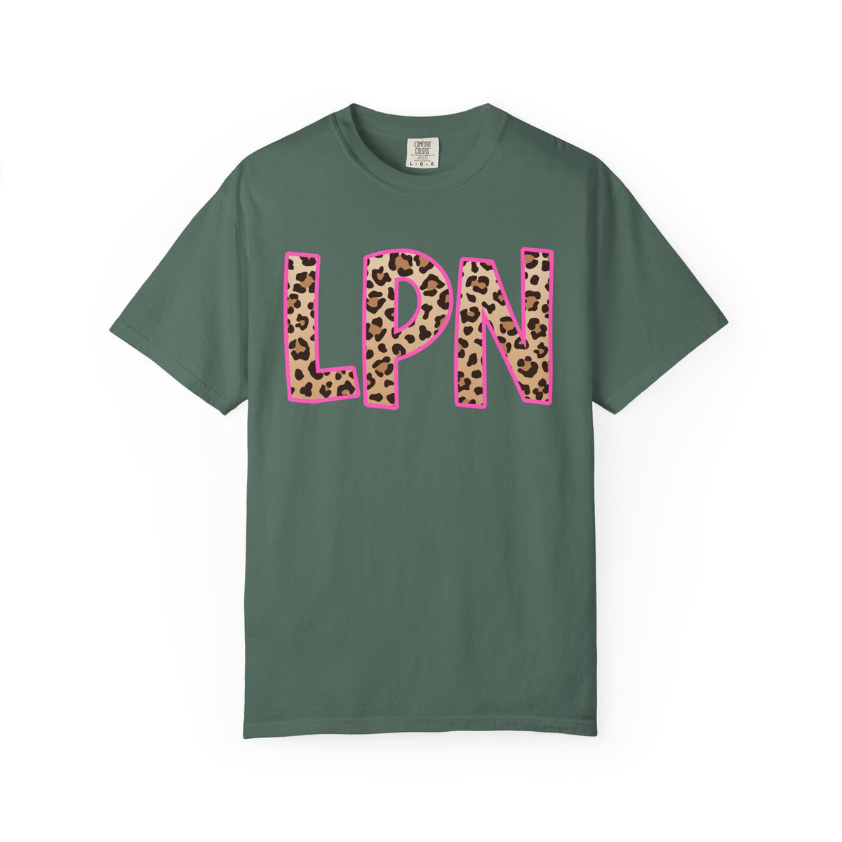 LPN Leopard Print Tee — Pink-Outlined Licensed Practical Nurse T-Shirt