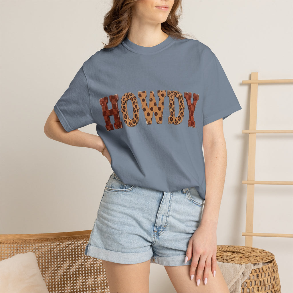 Howdy Leopard Print Tee — Western Graphic Cotton T‑Shirt
