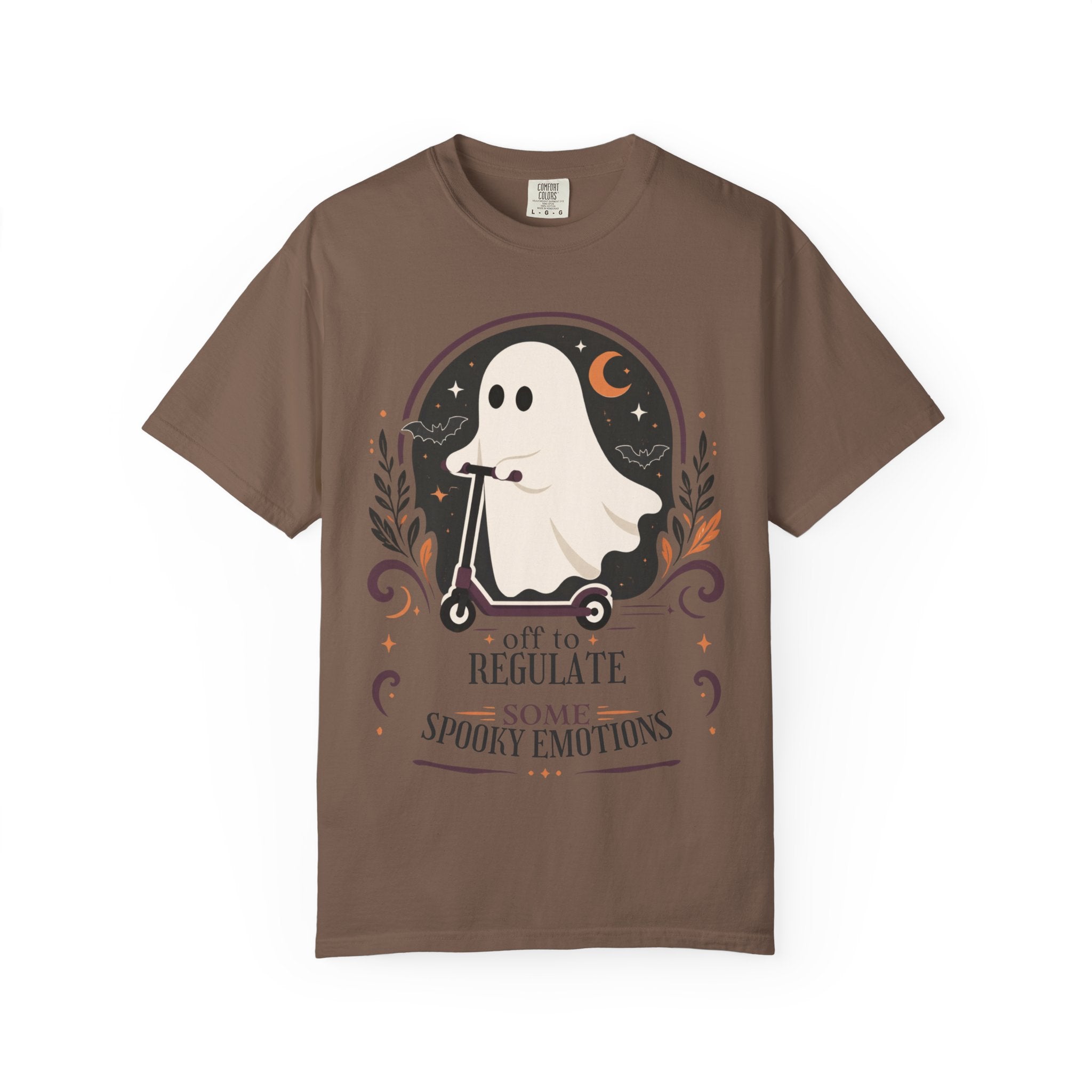 Ghost Scooter T‑Shirt — "Off to Regulate Some Spooky Emotions" Halloween Tee