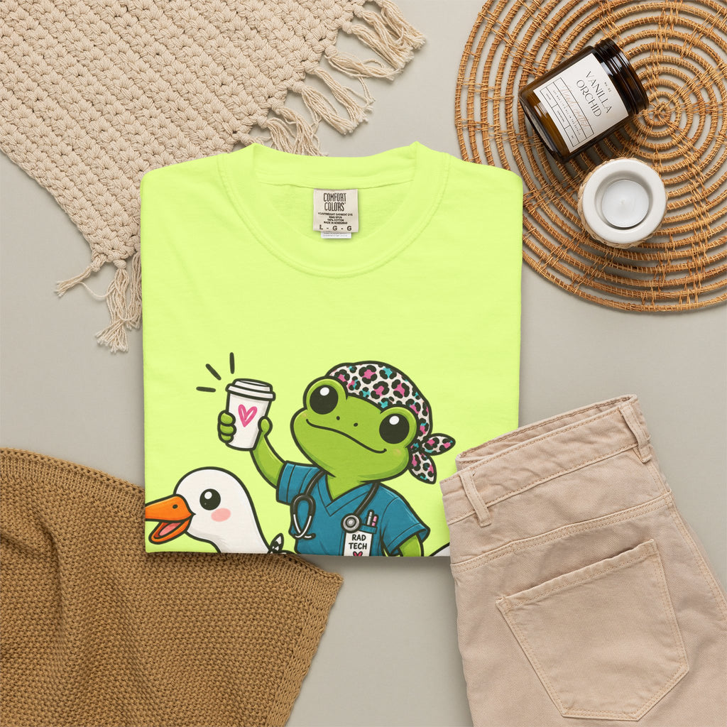 Just Winging It Nurse T-Shirt — Frog Scrub Nurse Riding Goose Graphic Tee