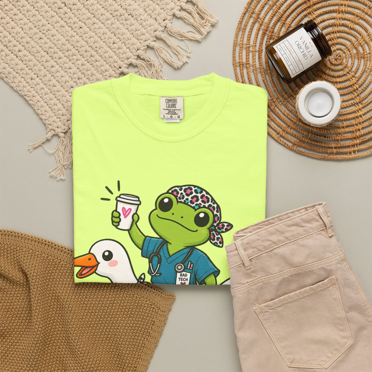 Just Winging It Nurse T-Shirt — Frog Scrub Nurse Riding Goose Graphic Tee