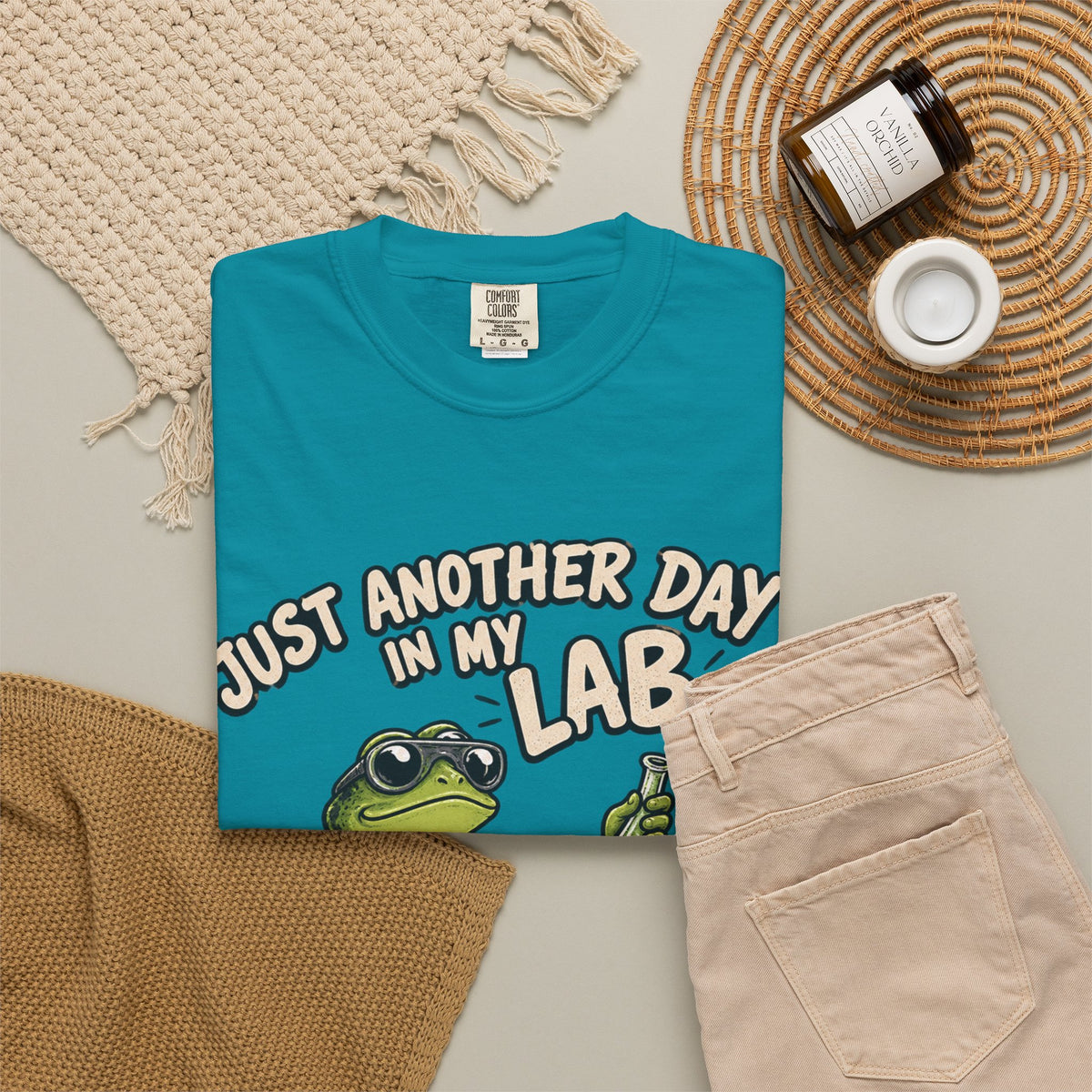 Just Another Day in My Lab Frog T-Shirt — Cute Scientist Amphibian Tee for Lab Lovers