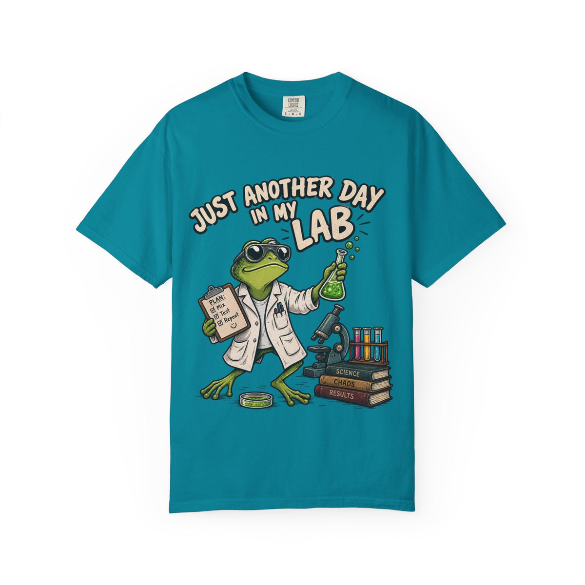 Just Another Day in My Lab Frog T-Shirt — Cute Scientist Amphibian Tee for Lab Lovers