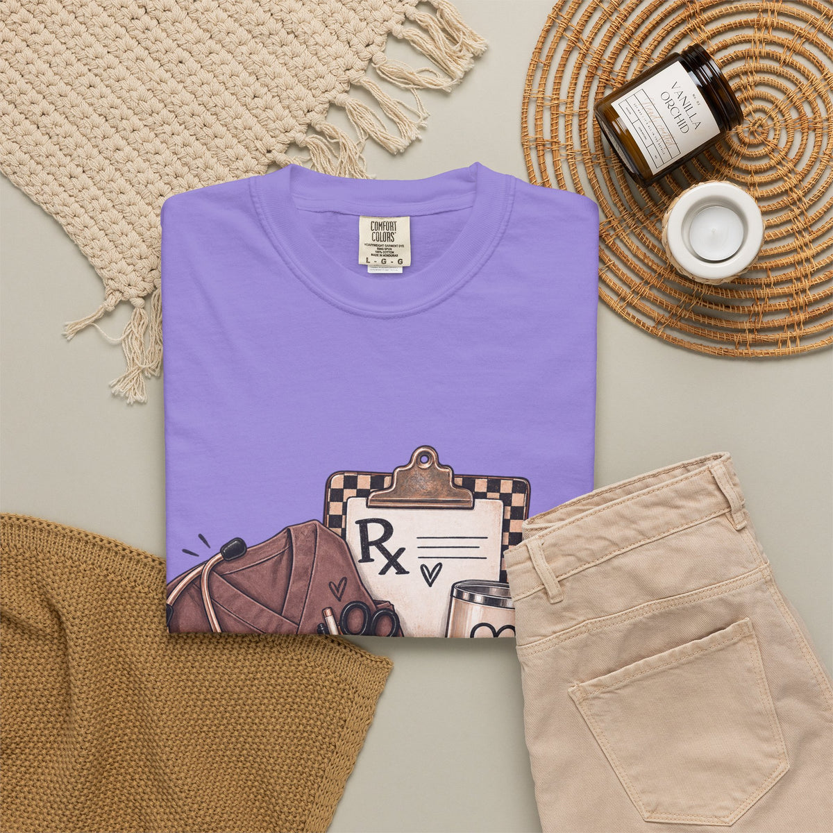 Nurse Life Graphic T-Shirt — Medical Symbols, Heartbeat & Clipboard Design