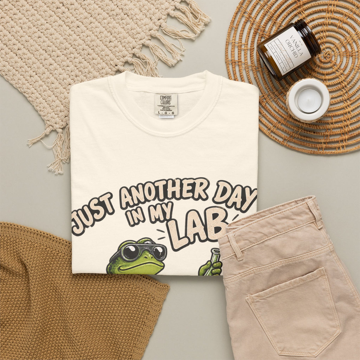 Just Another Day in My Lab Frog T-Shirt — Cute Scientist Amphibian Tee for Lab Lovers