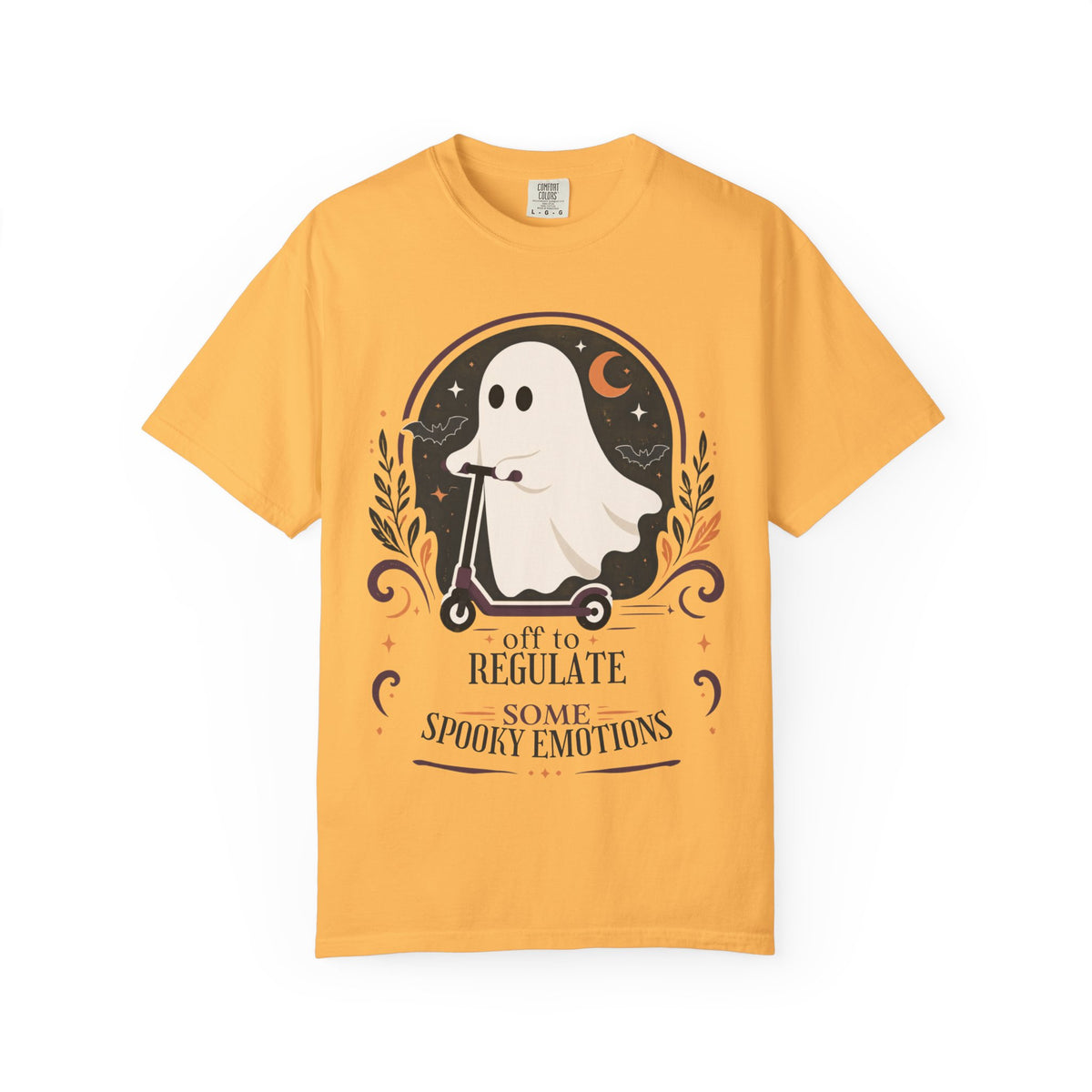 Ghost Scooter T‑Shirt — "Off to Regulate Some Spooky Emotions" Halloween Tee