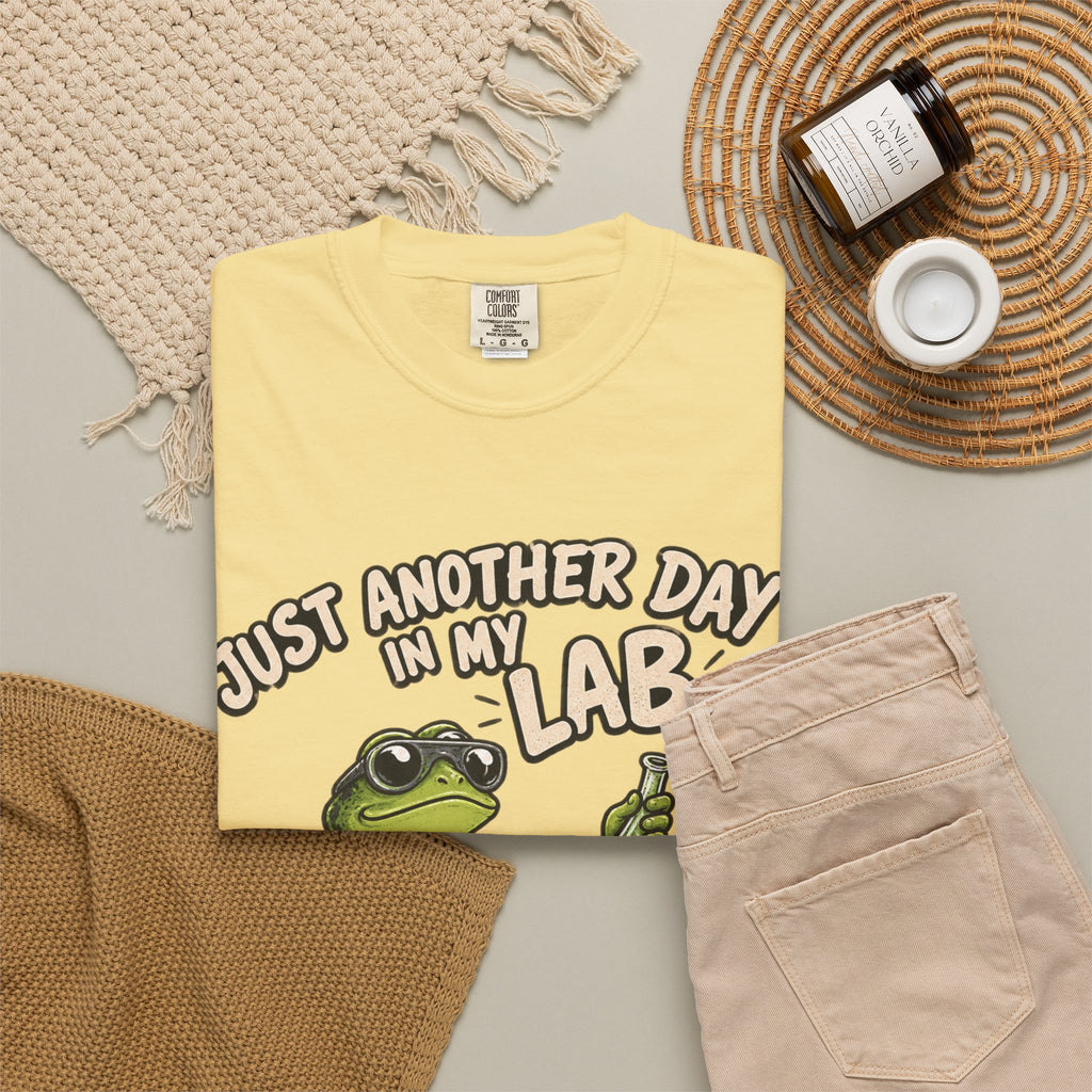 Just Another Day in My Lab Frog T-Shirt — Cute Scientist Amphibian Tee for Lab Lovers