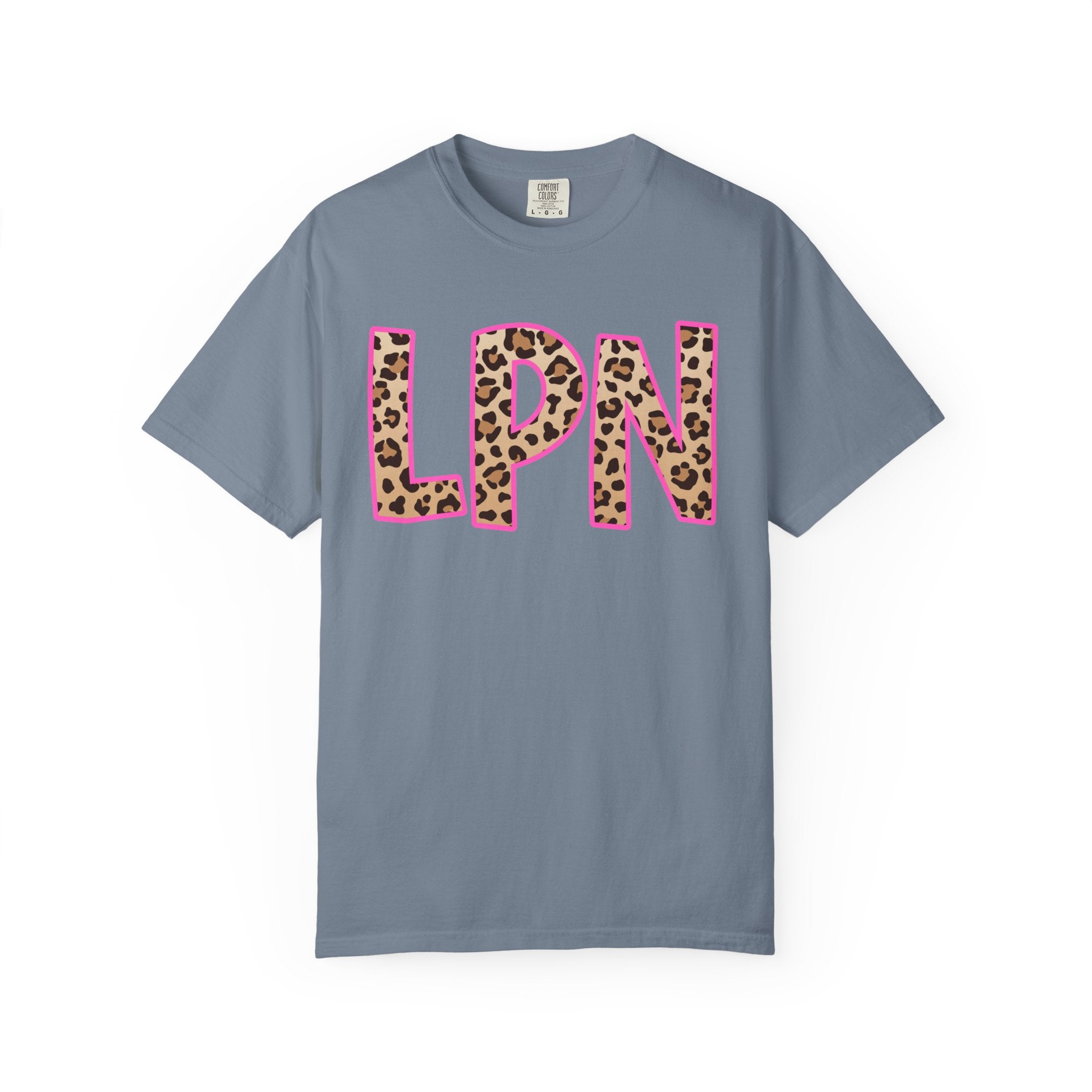 LPN Leopard Print Tee — Pink-Outlined Licensed Practical Nurse T-Shirt