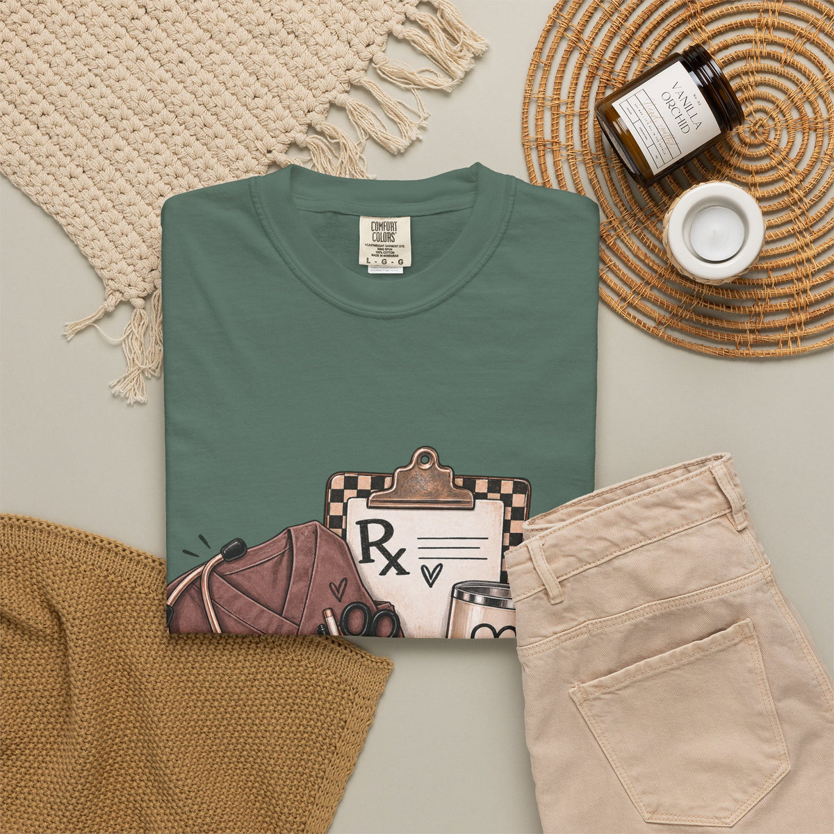 Nurse Life Graphic T-Shirt — Medical Symbols, Heartbeat & Clipboard Design