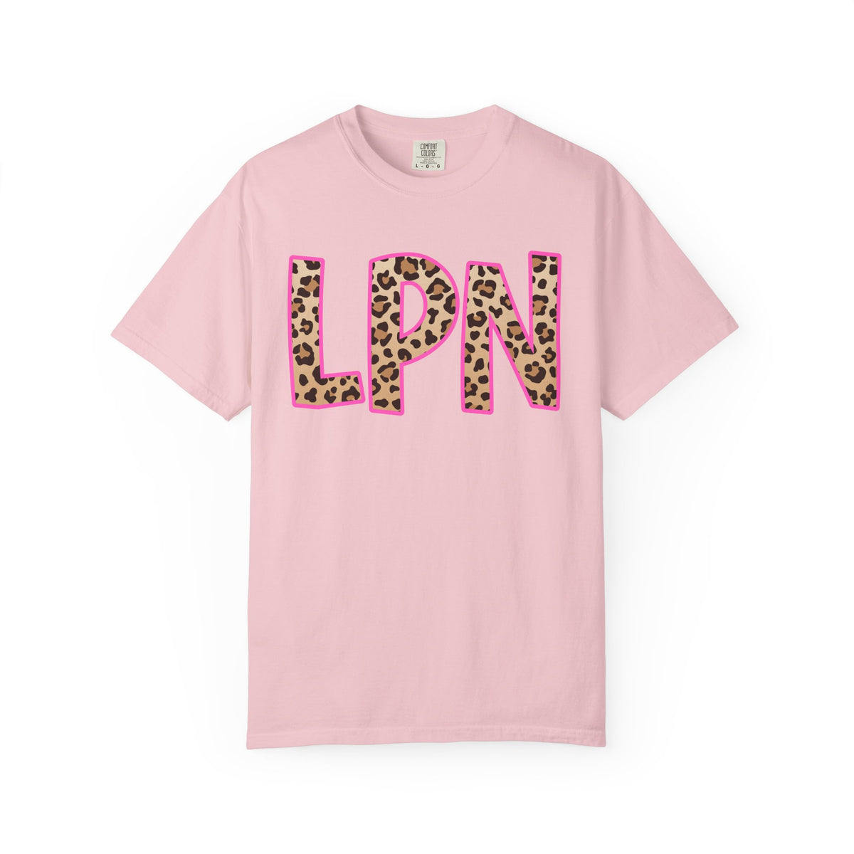LPN Leopard Print Tee — Pink-Outlined Licensed Practical Nurse T-Shirt