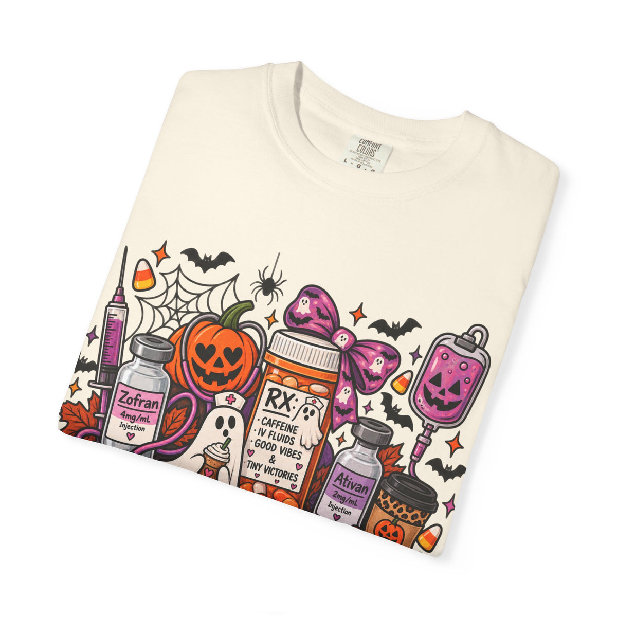 Halloween Pill Bottle T-Shirt — Candy, Pumpkins & Spooky Medicine Design