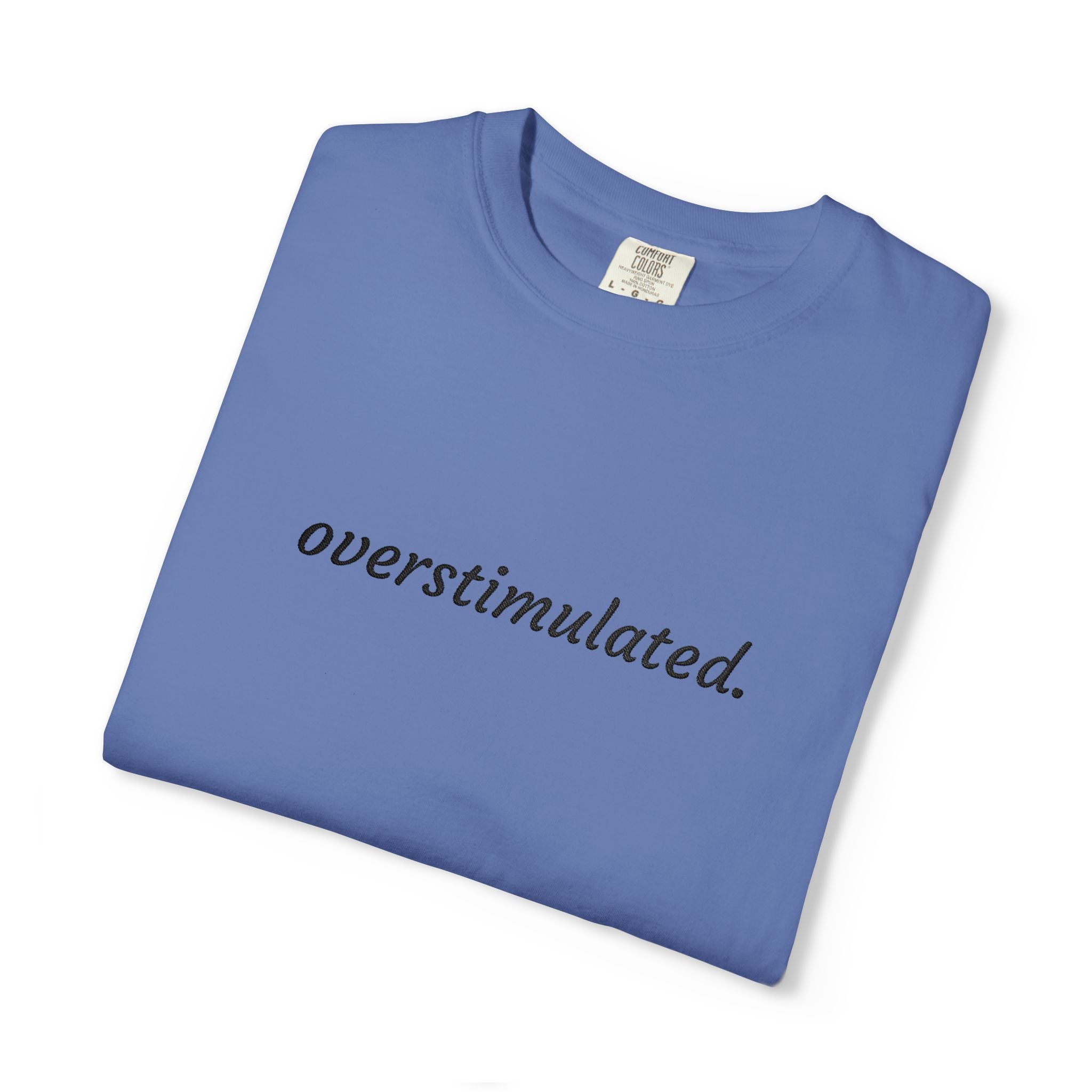 Overstimulated Tee — Minimalist White Graphic T‑Shirt