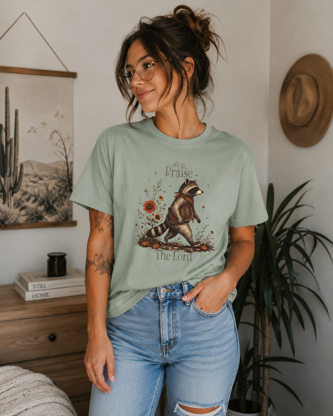 Praise the Lord Raccoon T-Shirt — Faith Graphic Tee