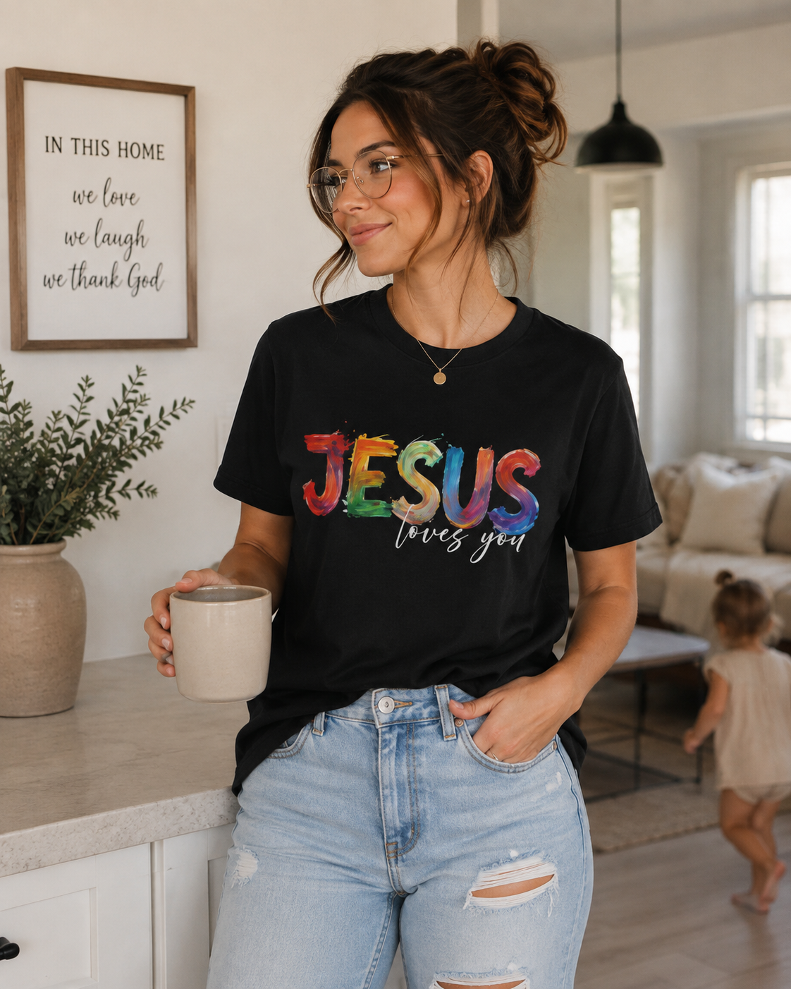 Jesus Loves You T-Shirt — Colorful Brushstroke Faith Tee