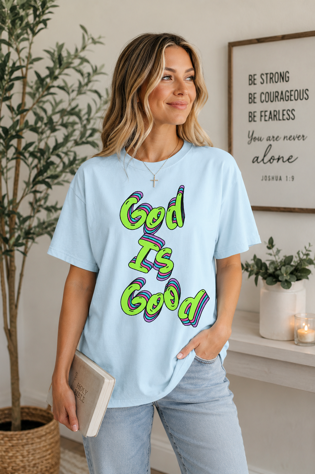 God Is Good Graphic T-Shirt — Neon Faith Tee