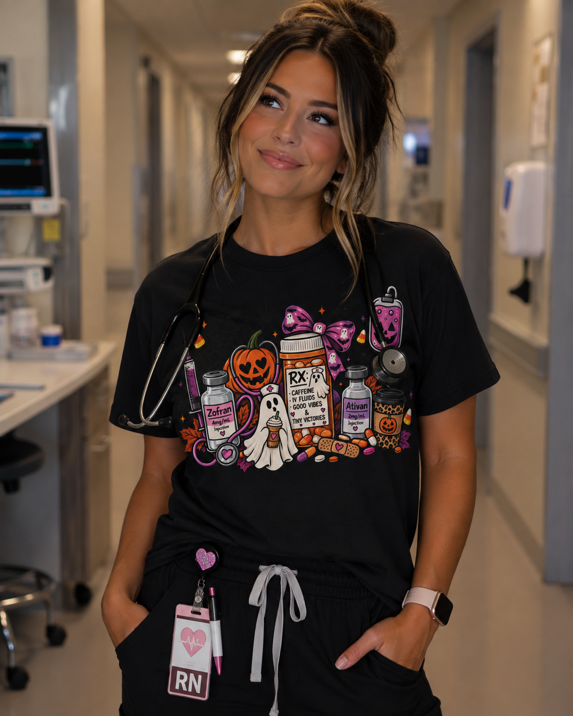 Halloween Pill Bottle T-Shirt — Candy, Pumpkins & Spooky Medicine Design