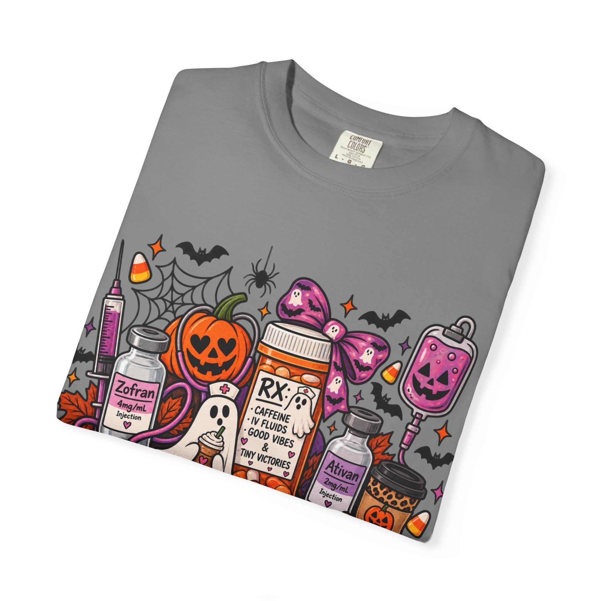 Halloween Pill Bottle T-Shirt — Candy, Pumpkins & Spooky Medicine Design