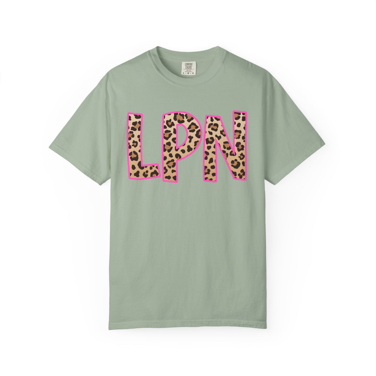 LPN Leopard Print Tee — Pink-Outlined Licensed Practical Nurse T-Shirt
