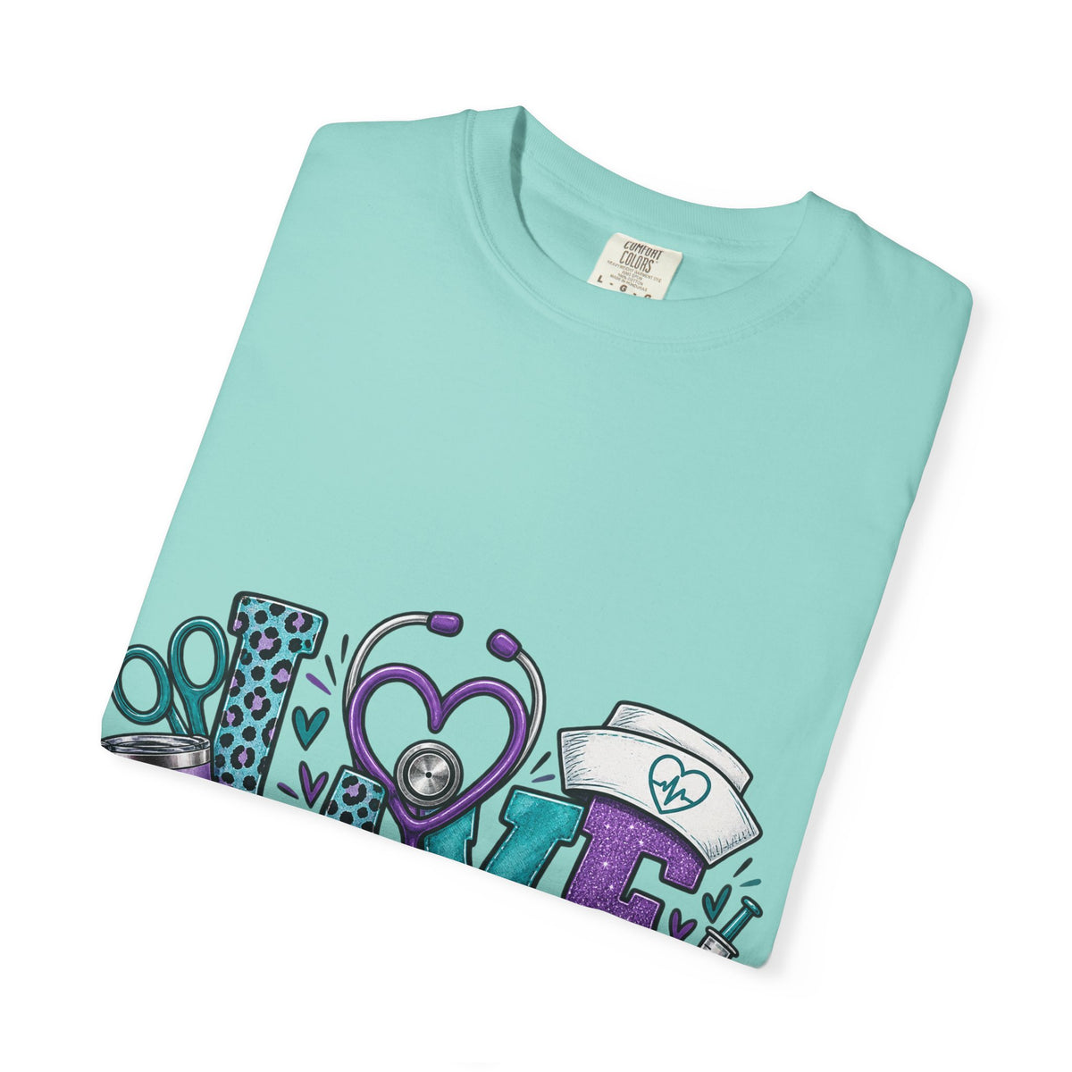 Nurse Love T-Shirt — Medical Hearts, Stethoscope & Scrubs Graphic