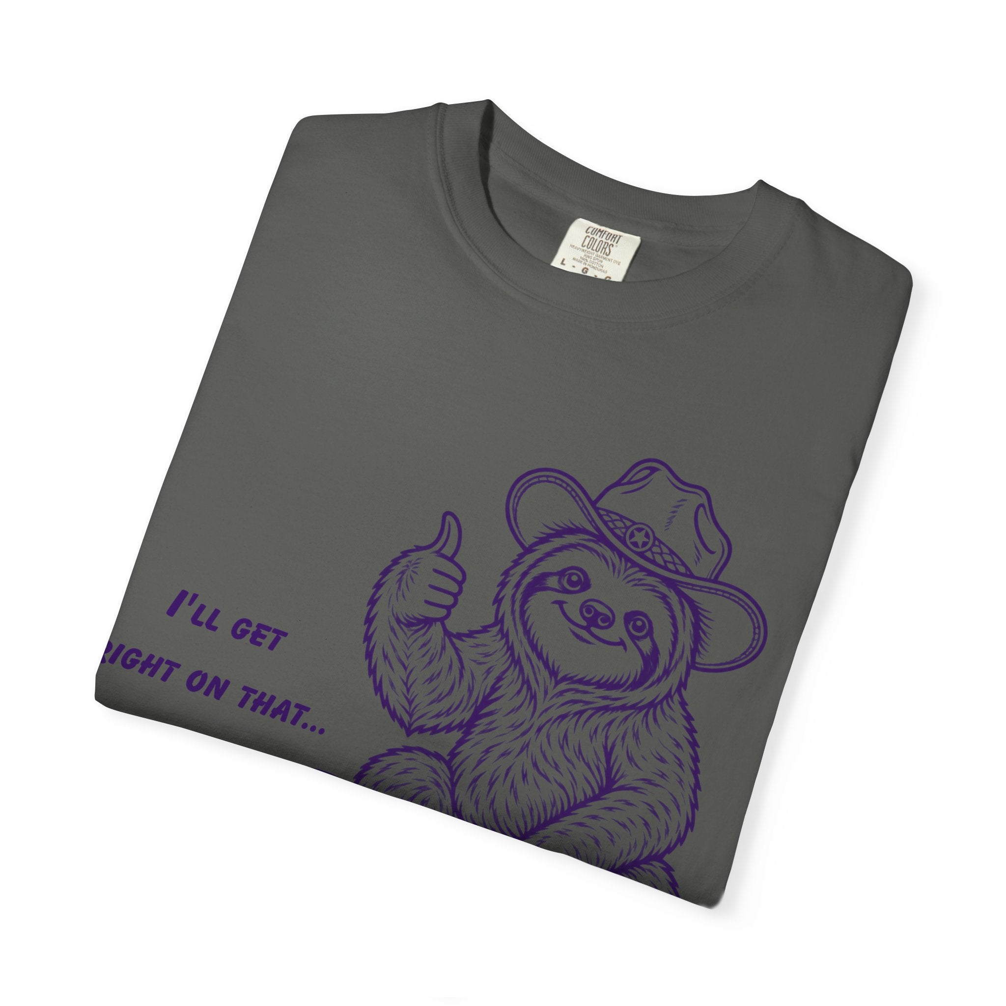 Sloth on Turtle T-Shirt – “I’ll Get Right on That” Vintage Graphic Tee