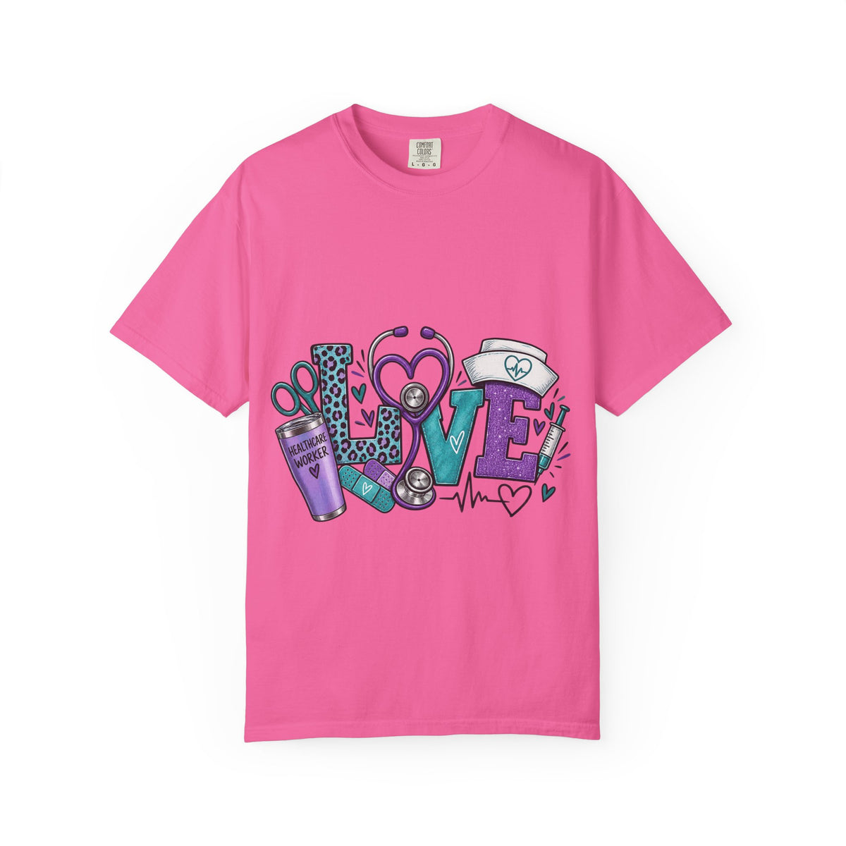 Nurse Love T-Shirt — Medical Hearts, Stethoscope & Scrubs Graphic