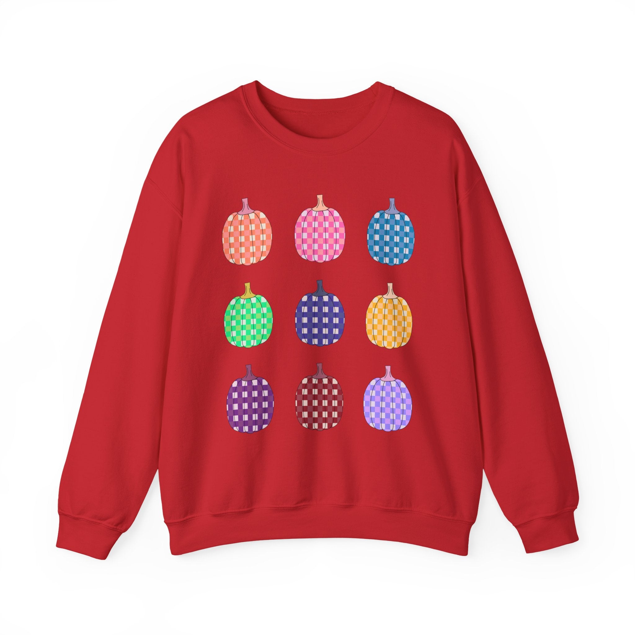 Pumpkin grid autumn Crewneck Sweatshirt