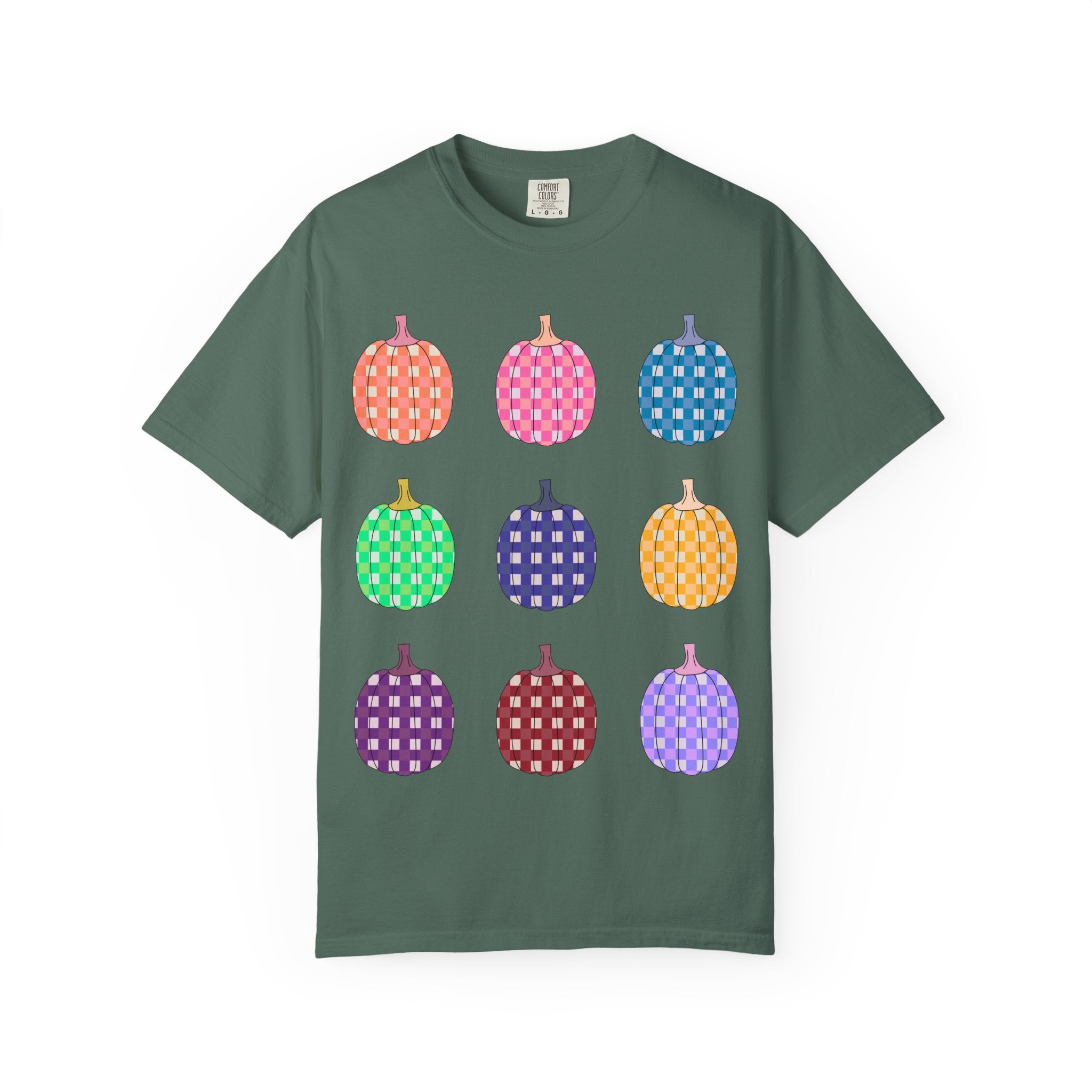 Pumpkin Grid T‑Shirt — Colorful Patterned Pumpkins Tee for Fall & Halloween