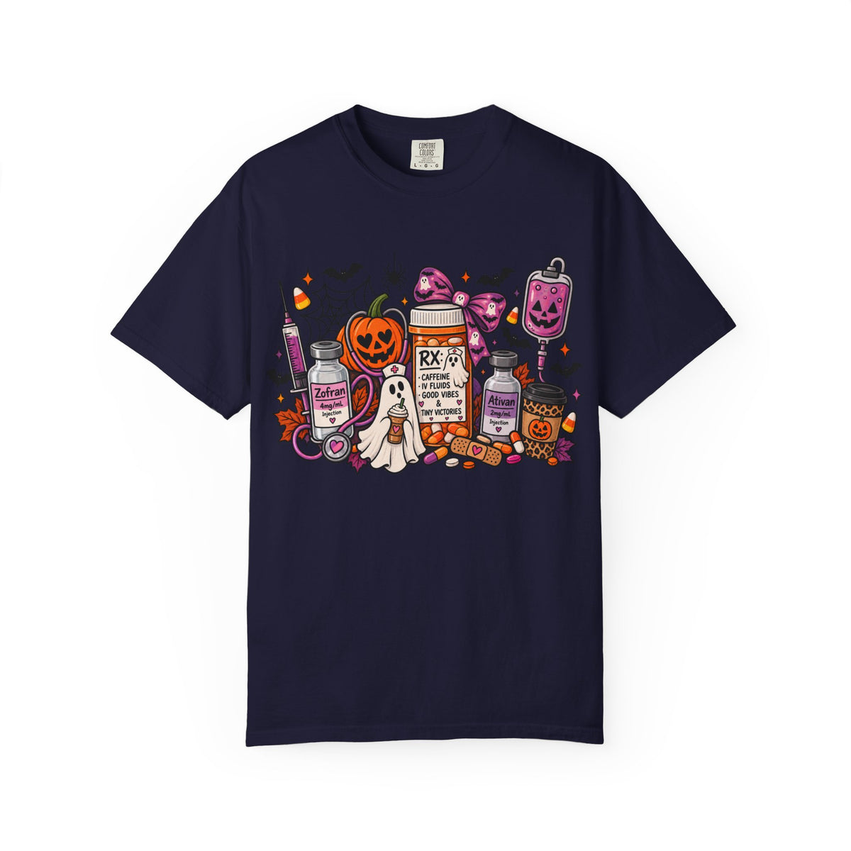 Halloween Pill Bottle T-Shirt — Candy, Pumpkins & Spooky Medicine Design