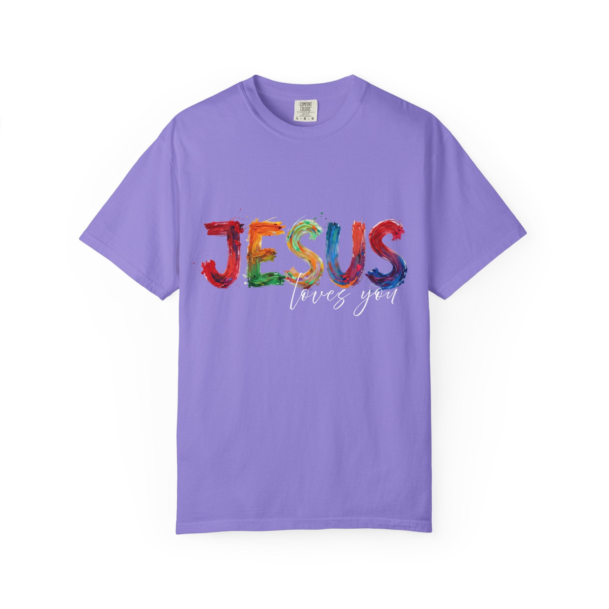 Jesus Loves You T-Shirt — Colorful Brushstroke Faith Tee