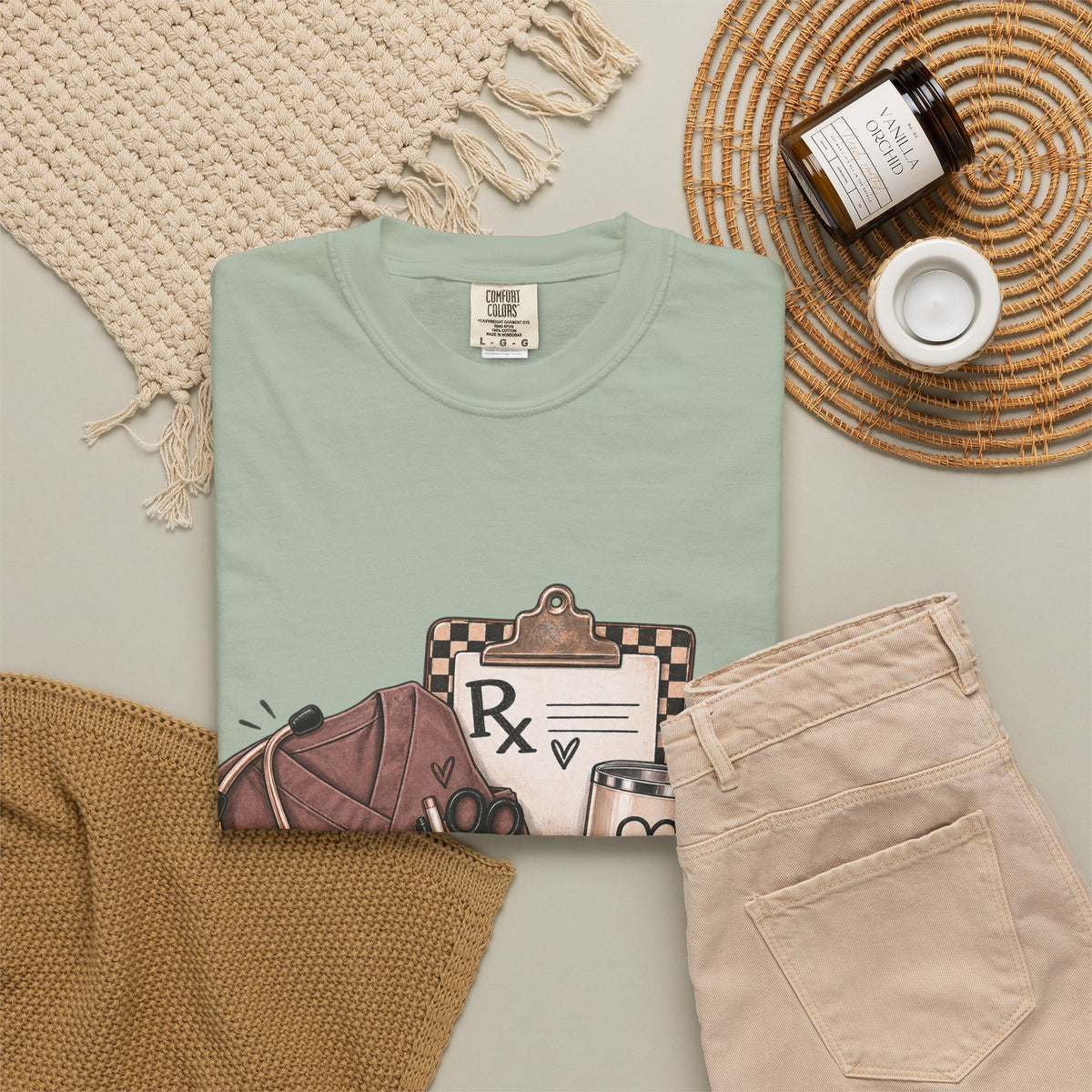 Nurse Life Graphic T-Shirt — Medical Symbols, Heartbeat & Clipboard Design