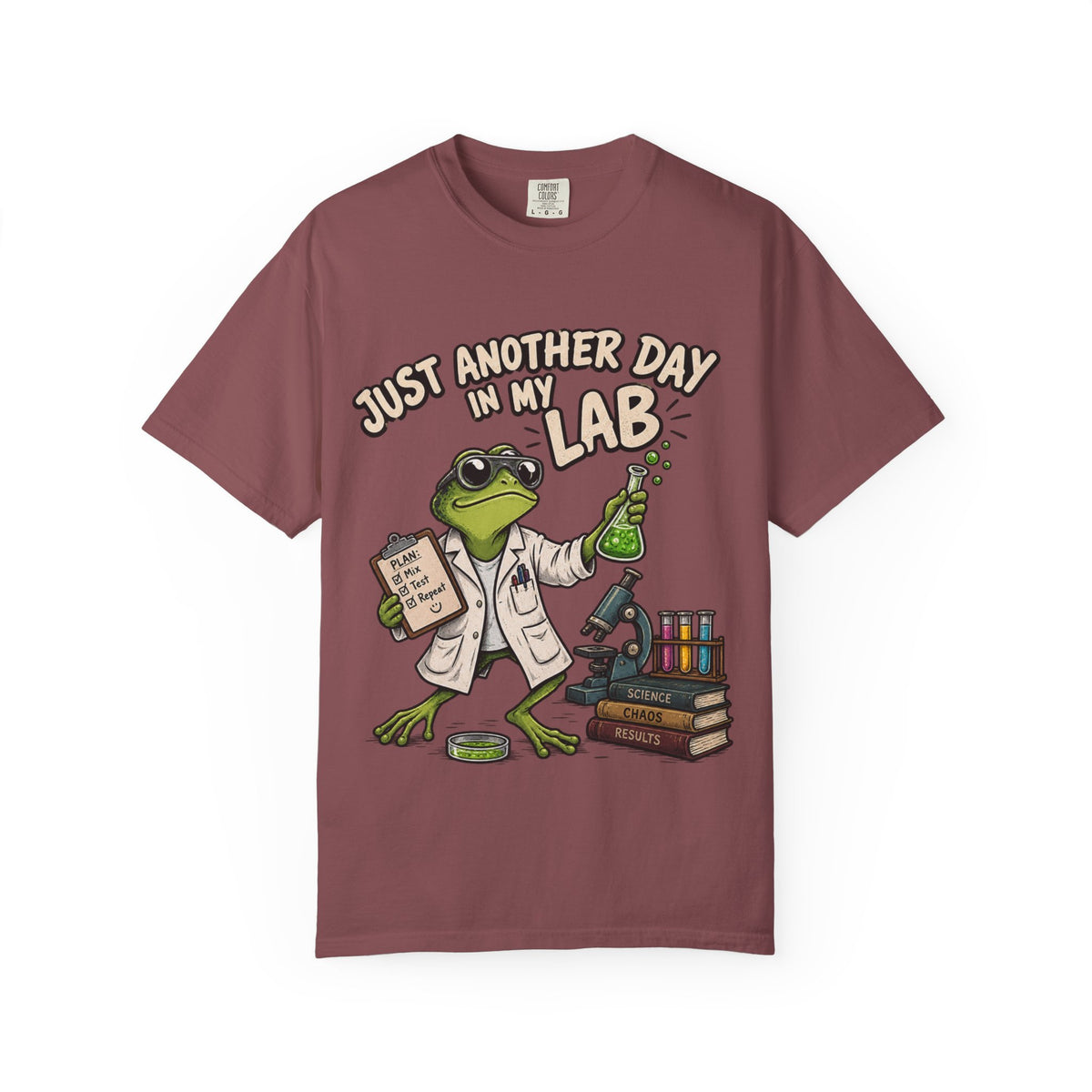 Just Another Day in My Lab Frog T-Shirt — Cute Scientist Amphibian Tee for Lab Lovers