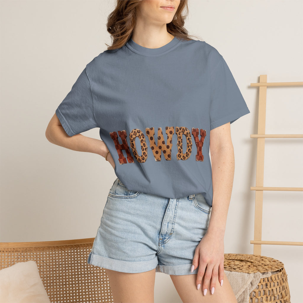 Howdy Leopard Print Tee — Western Graphic Cotton T‑Shirt