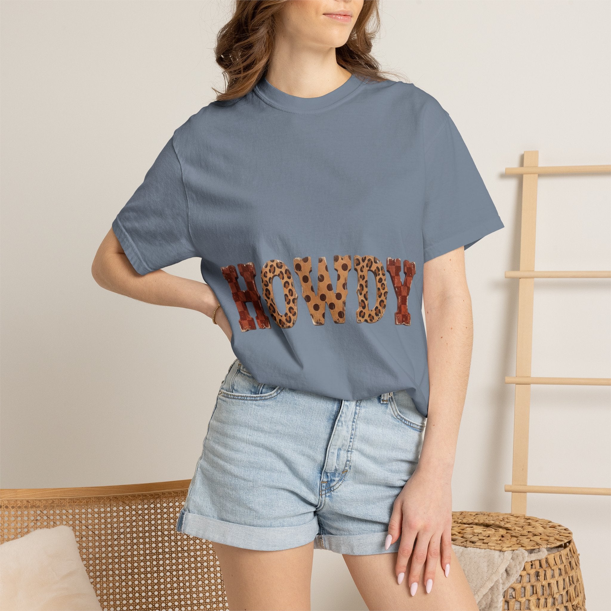 Howdy Leopard Print Tee — Western Graphic Cotton T‑Shirt