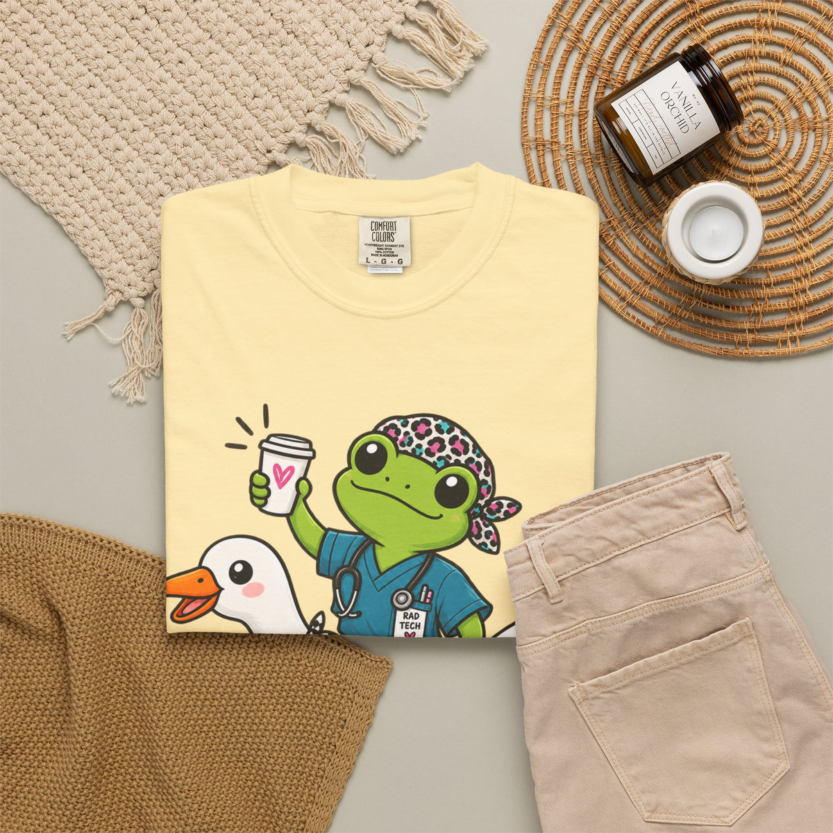 Just Winging It Nurse T-Shirt — Frog Scrub Nurse Riding Goose Graphic Tee